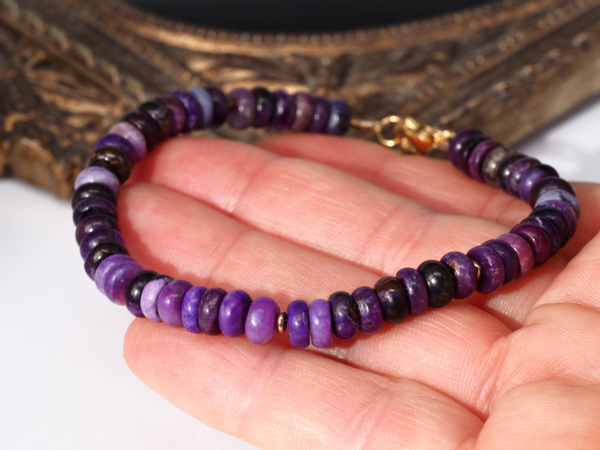 Sugilit Armband 100% Natur lila Edelsteinarmband 19,5cm