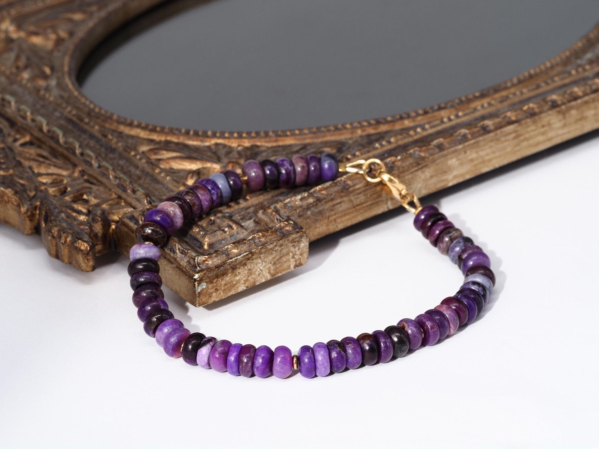 Sugilit Armband 100% Natur lila Edelsteinarmband 19,5cm