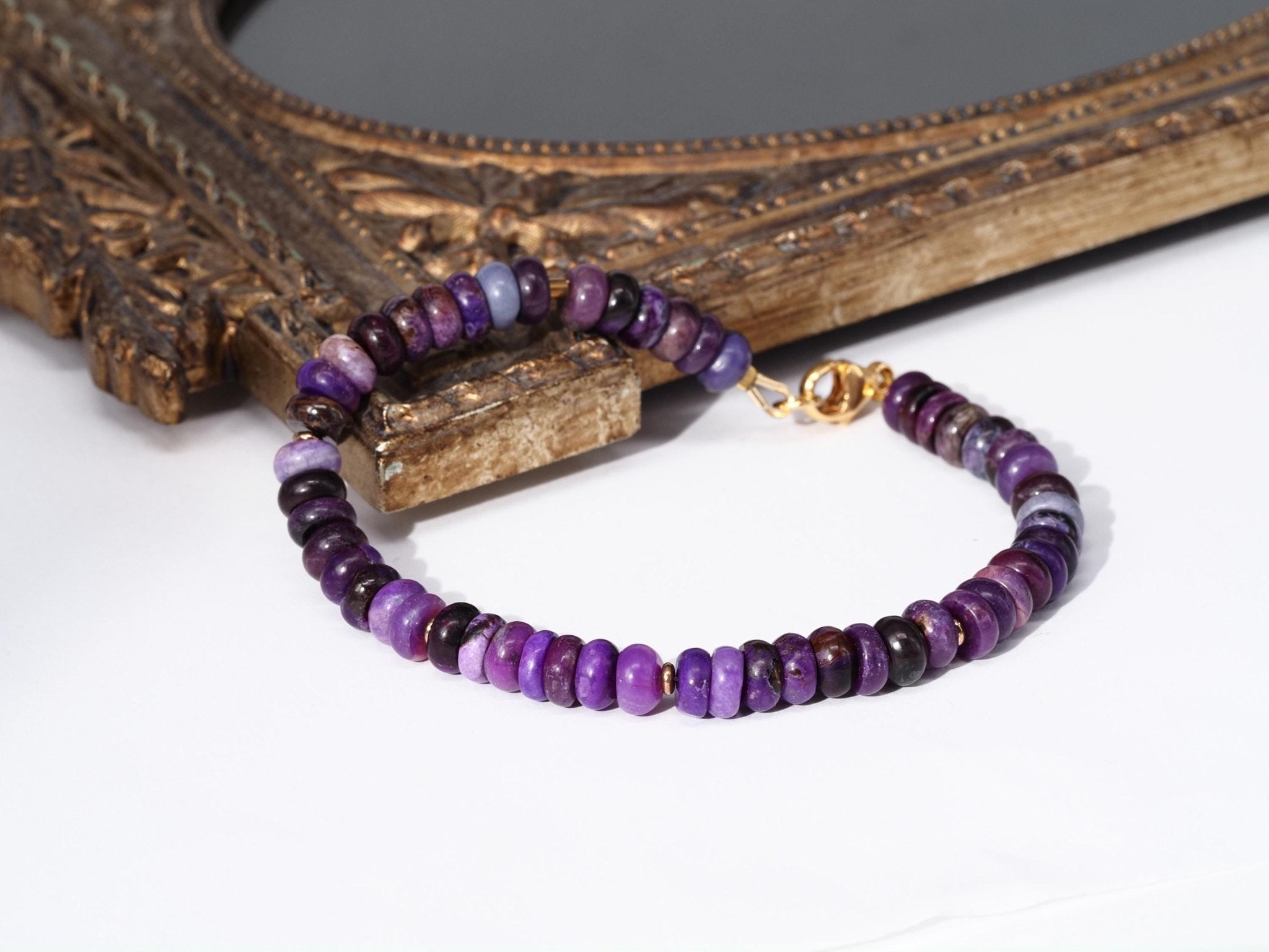 Sugilit Armband 100% Natur lila Edelsteinarmband 19,5cm