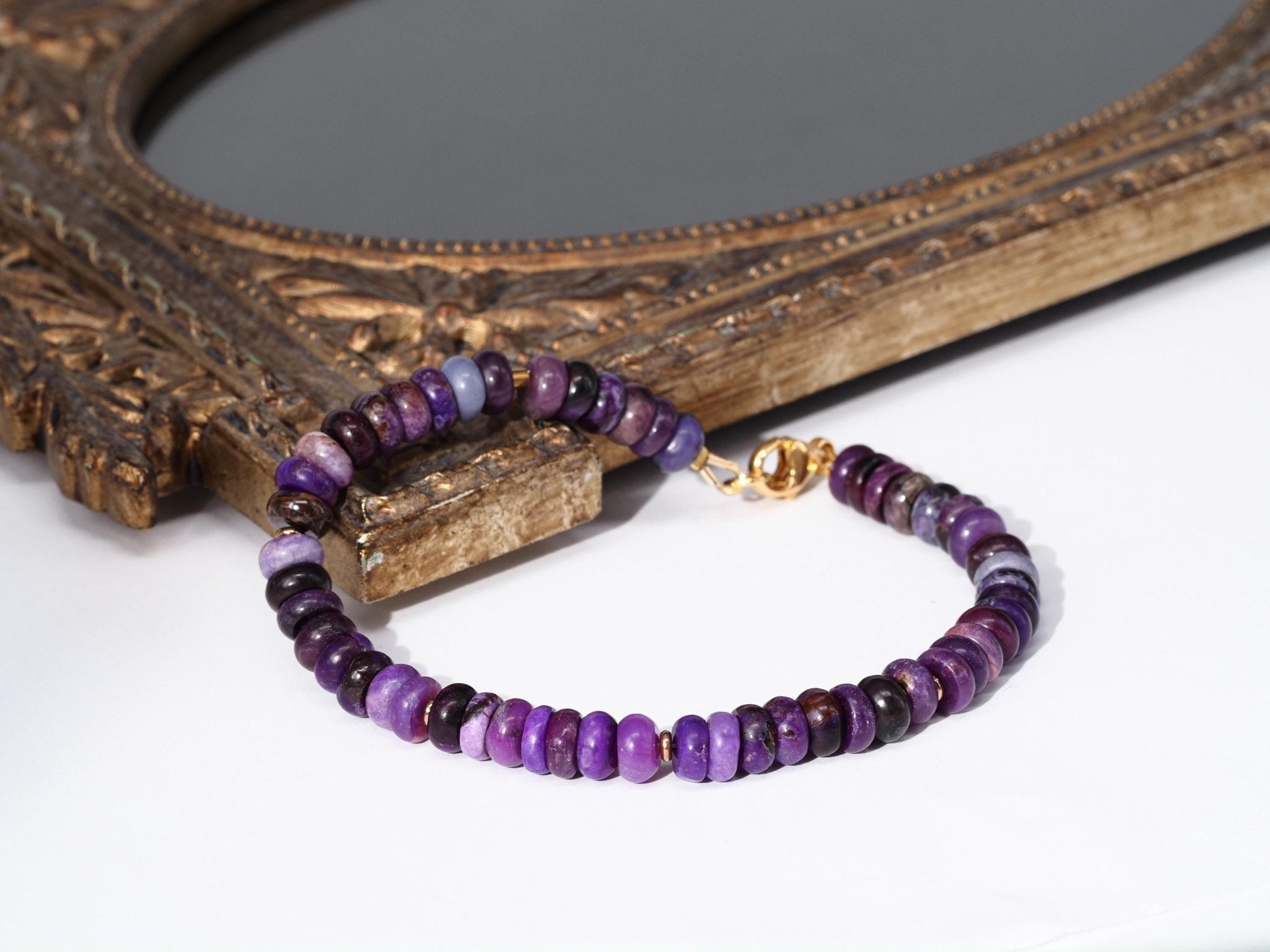 Sugilit Armband 100% Natur lila Edelsteinarmband 19,5cm