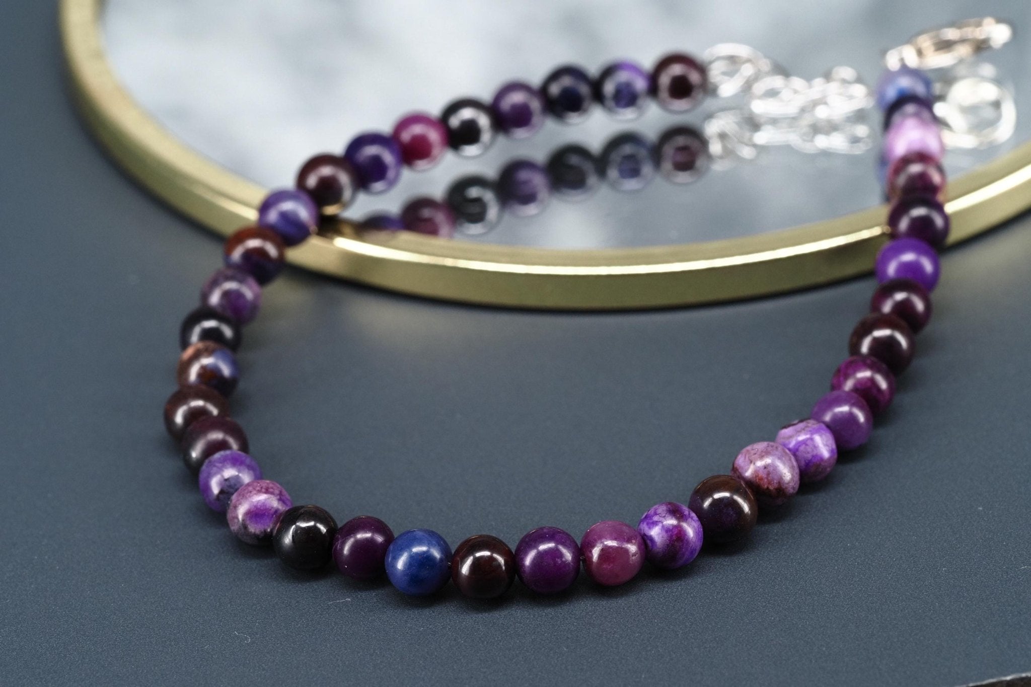 Sugilit Armband echtes lila Edelsteinarmband 19 - 22,5cm