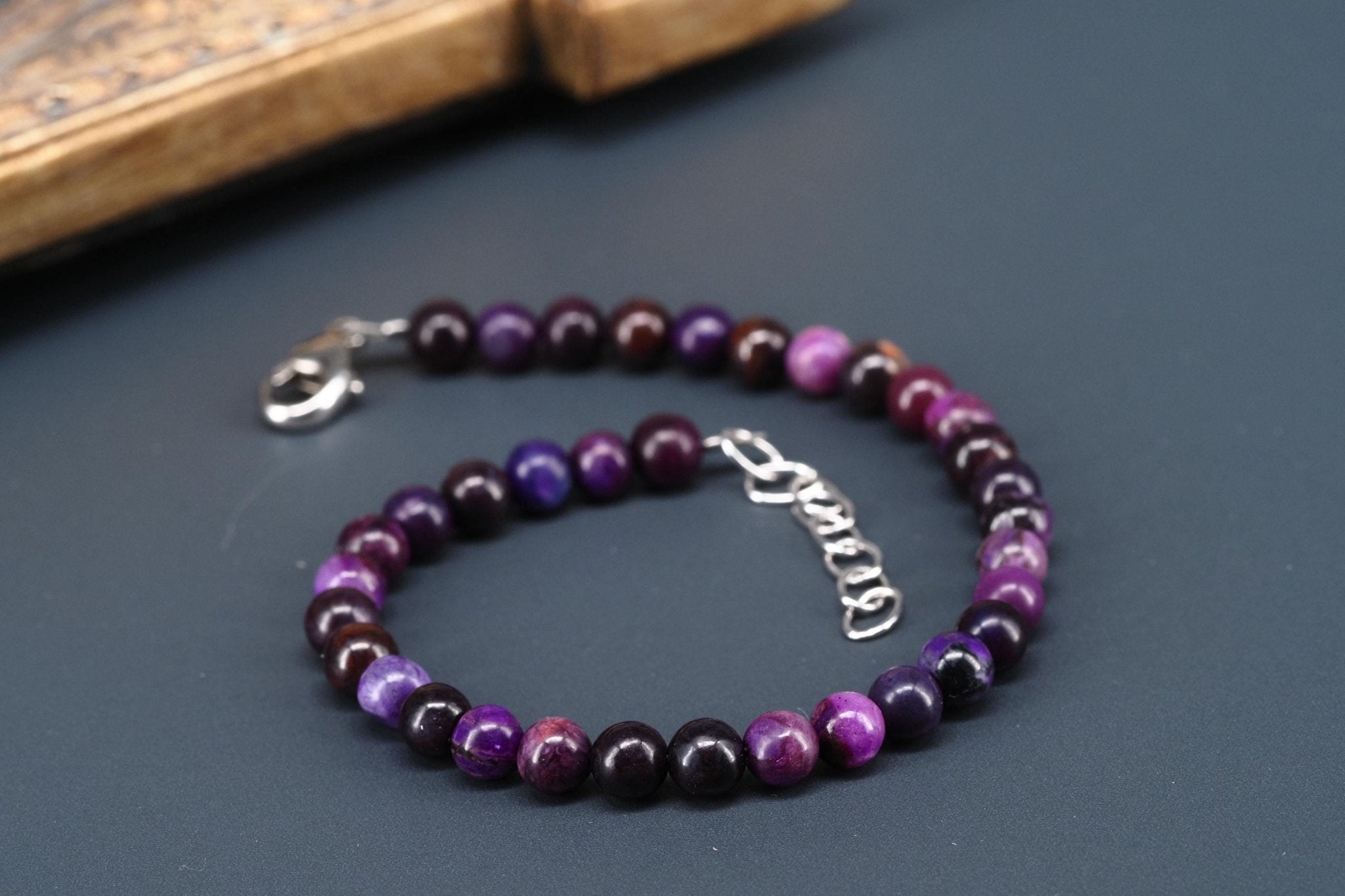 Sugilit Armband echtes lila Kugelarmband 19 - 22cm