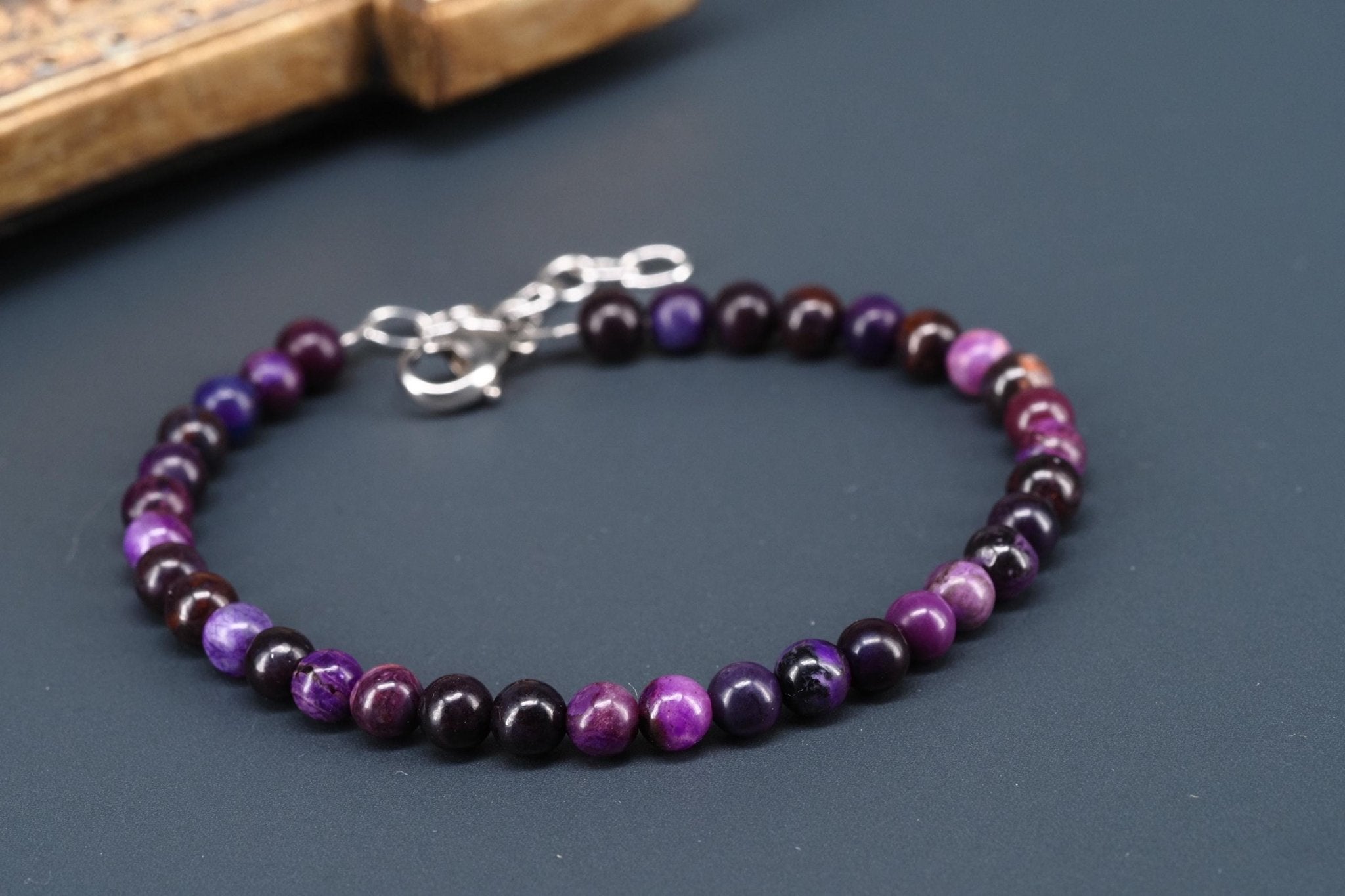 Sugilit Armband echtes lila Kugelarmband 19 - 22cm