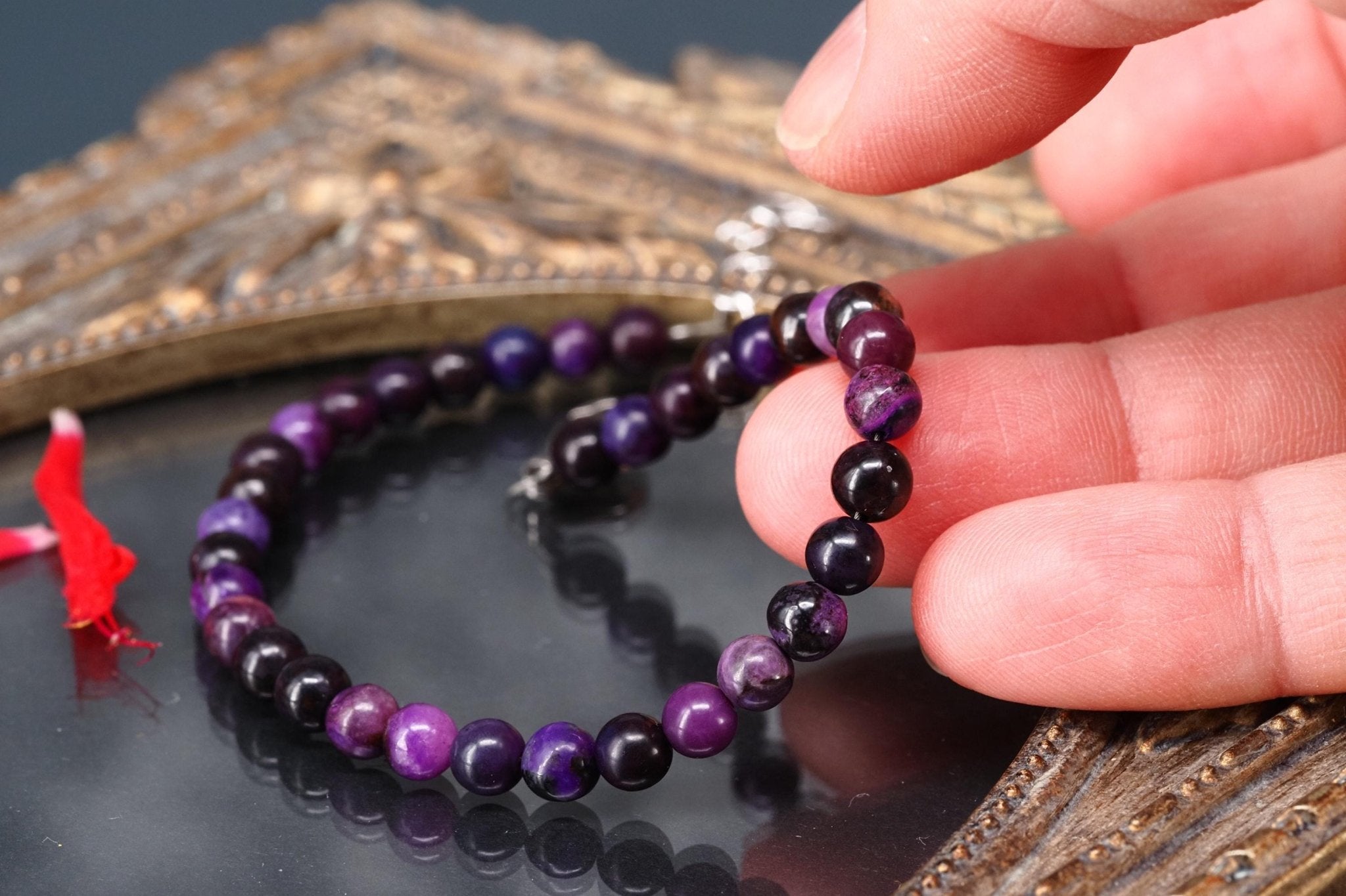 Sugilit Armband echtes lila Kugelarmband 19 - 22cm