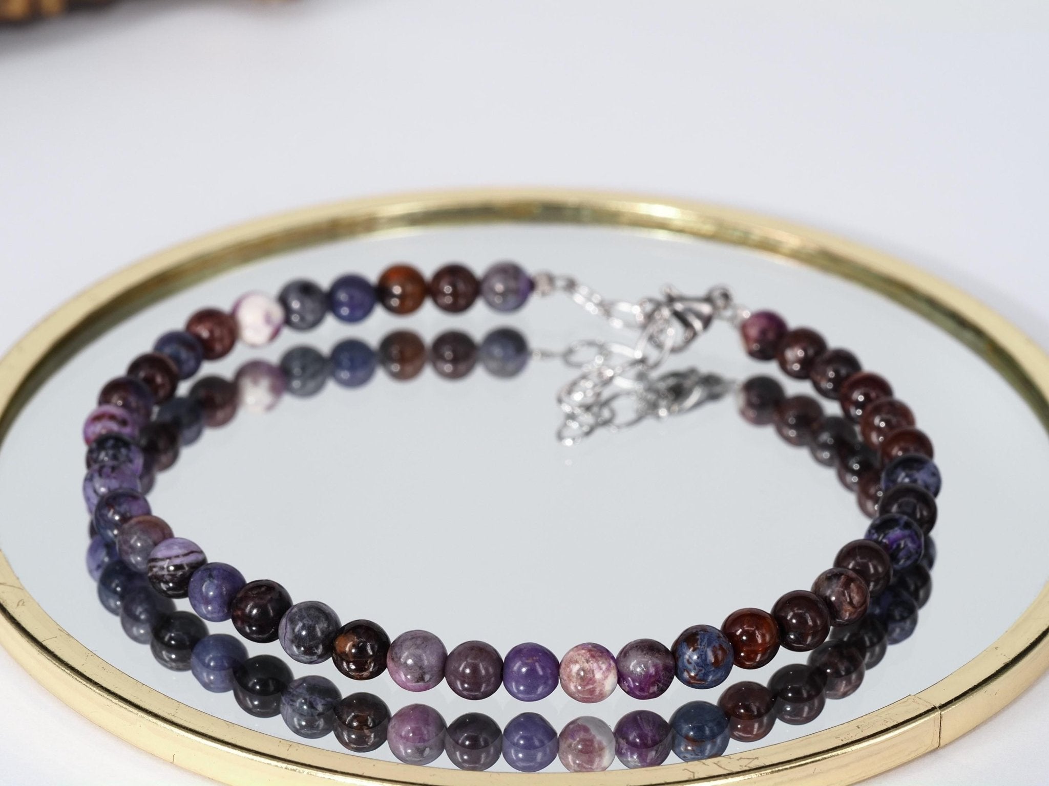 Sugilith Armband – echter, unbehandelter Natur - Edelstein Länge 20,5 zu 23cm