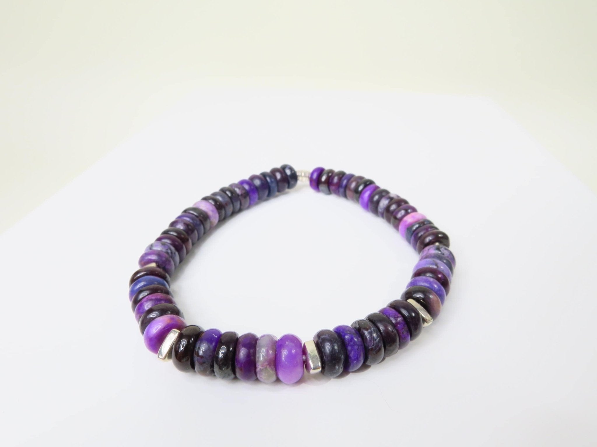 Sugilith Armband Silber elastisch für Herren und Damen