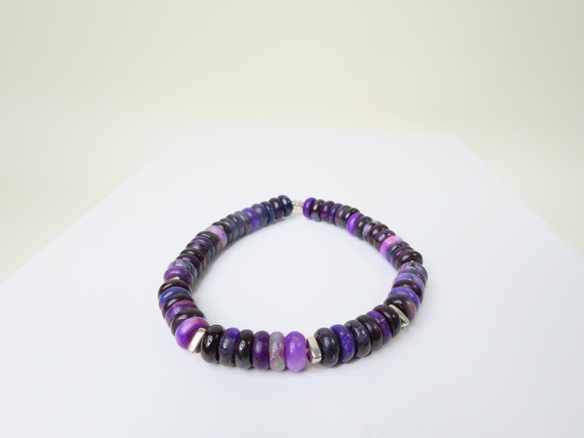 Sugilith Armband Silber elastisch für Herren und Damen