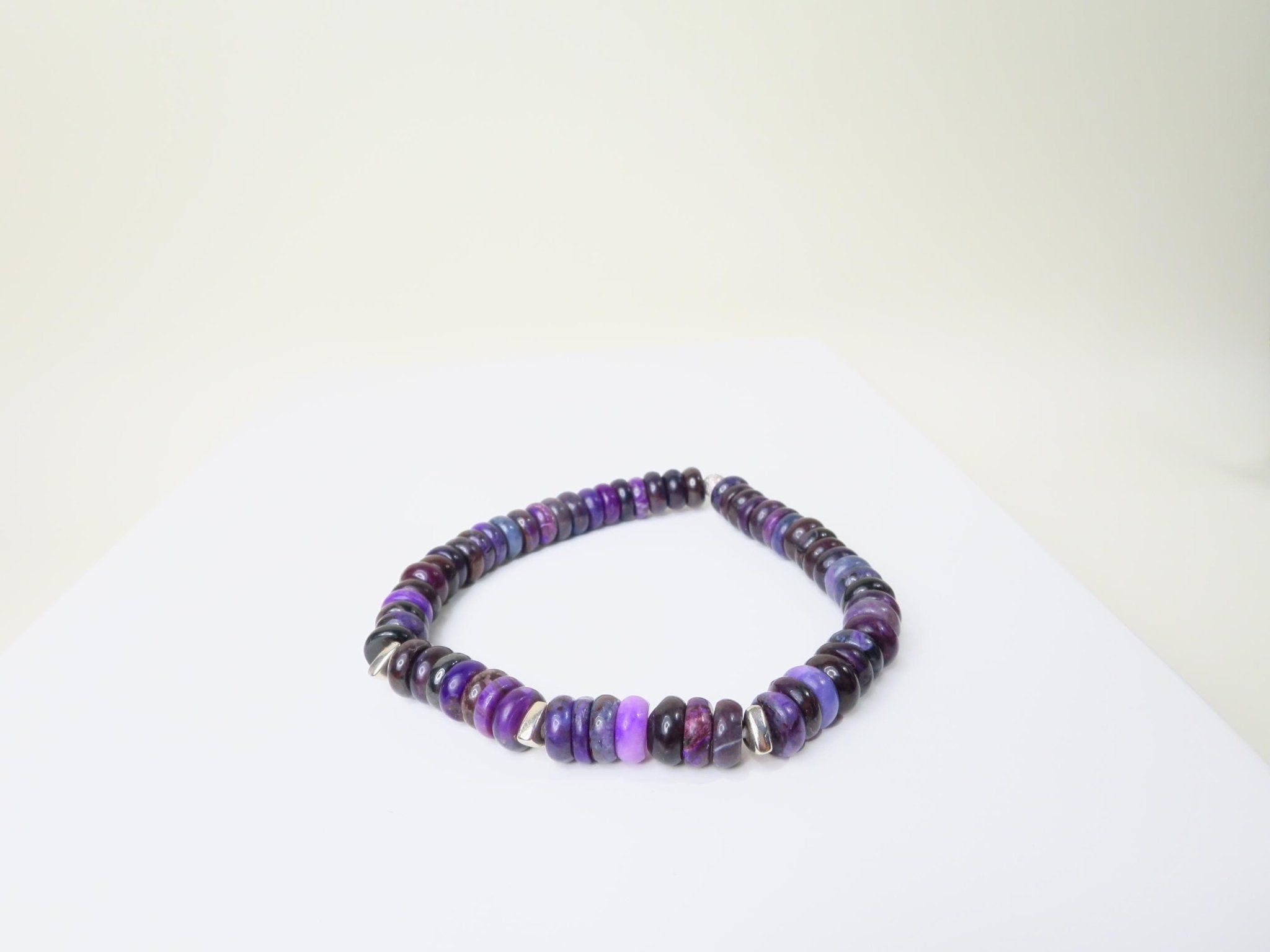 Sugilith Armband Silber elastisch für Herren und Damen