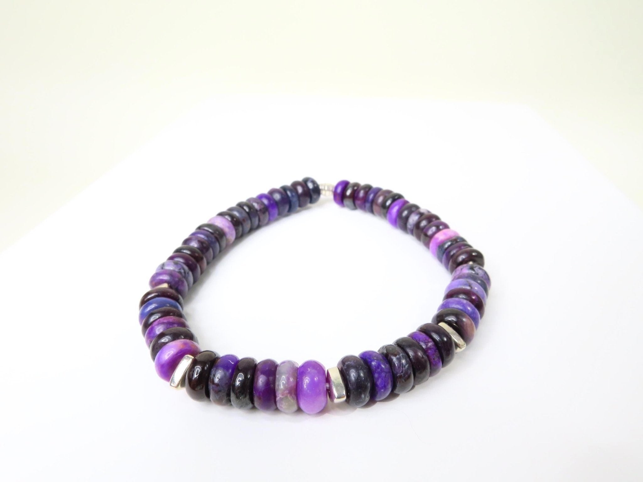 Sugilith Armband Silber elastisch für Herren und Damen