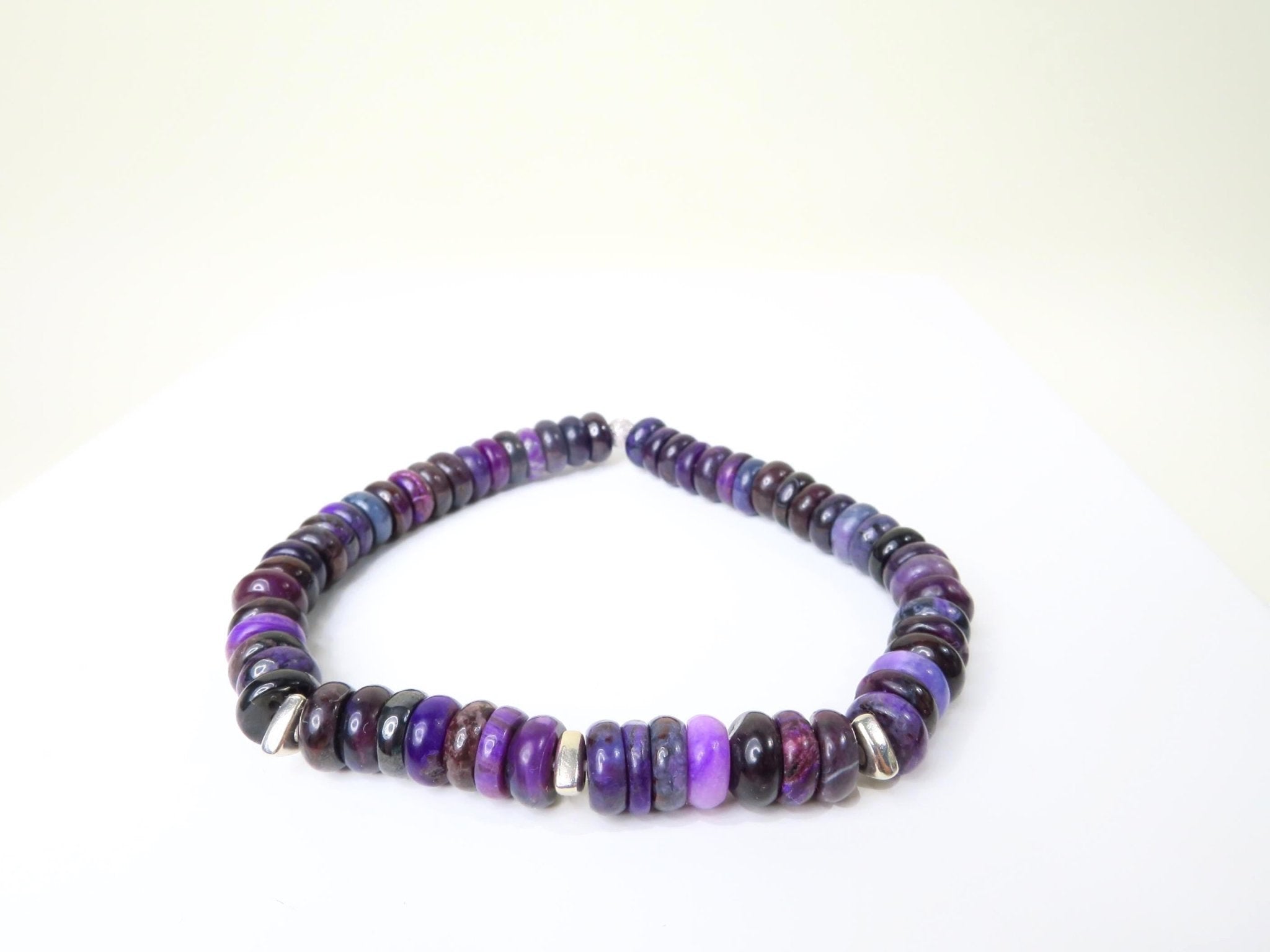 Sugilith Armband Silber elastisch für Herren und Damen