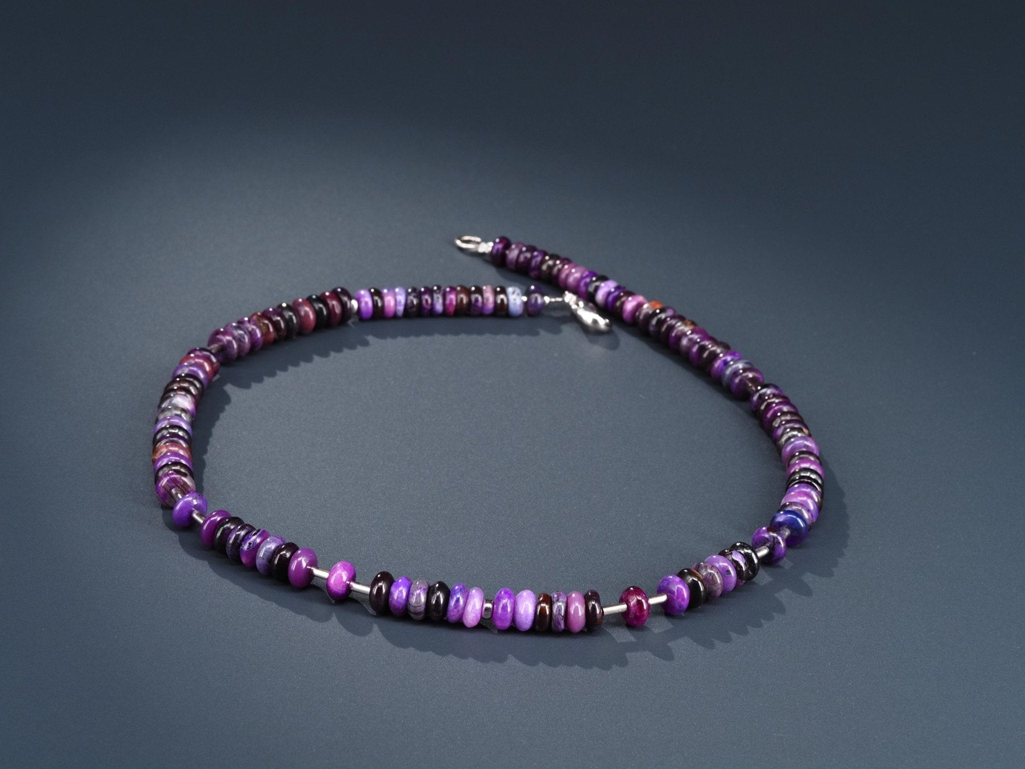 Sugilith Kette 100% echte Sugilit Halskette Rondelle Lila Edelstein Sterling Silber