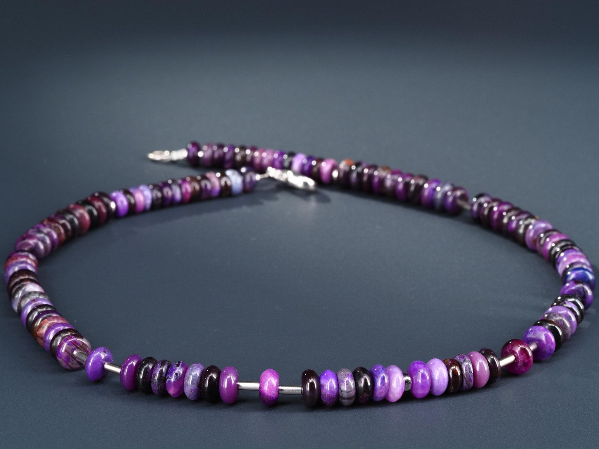 Sugilith Kette 100% echte Sugilit Halskette Rondelle Lila Edelstein Sterling Silber