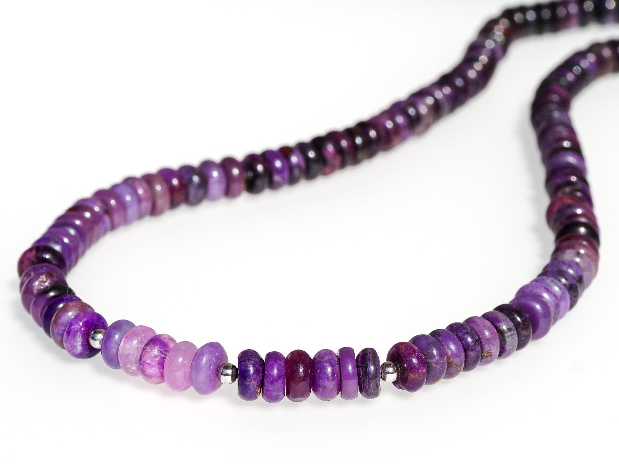 Sugilith Kette 100% Natürliche Edelsteine Sterling Silber Verschluss