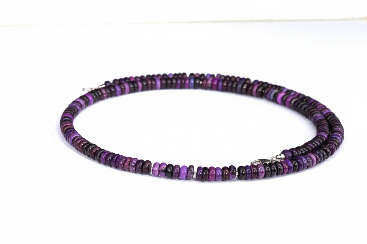 Sugilith Kette 100% Natur extra lange Halskette Sterling Silber