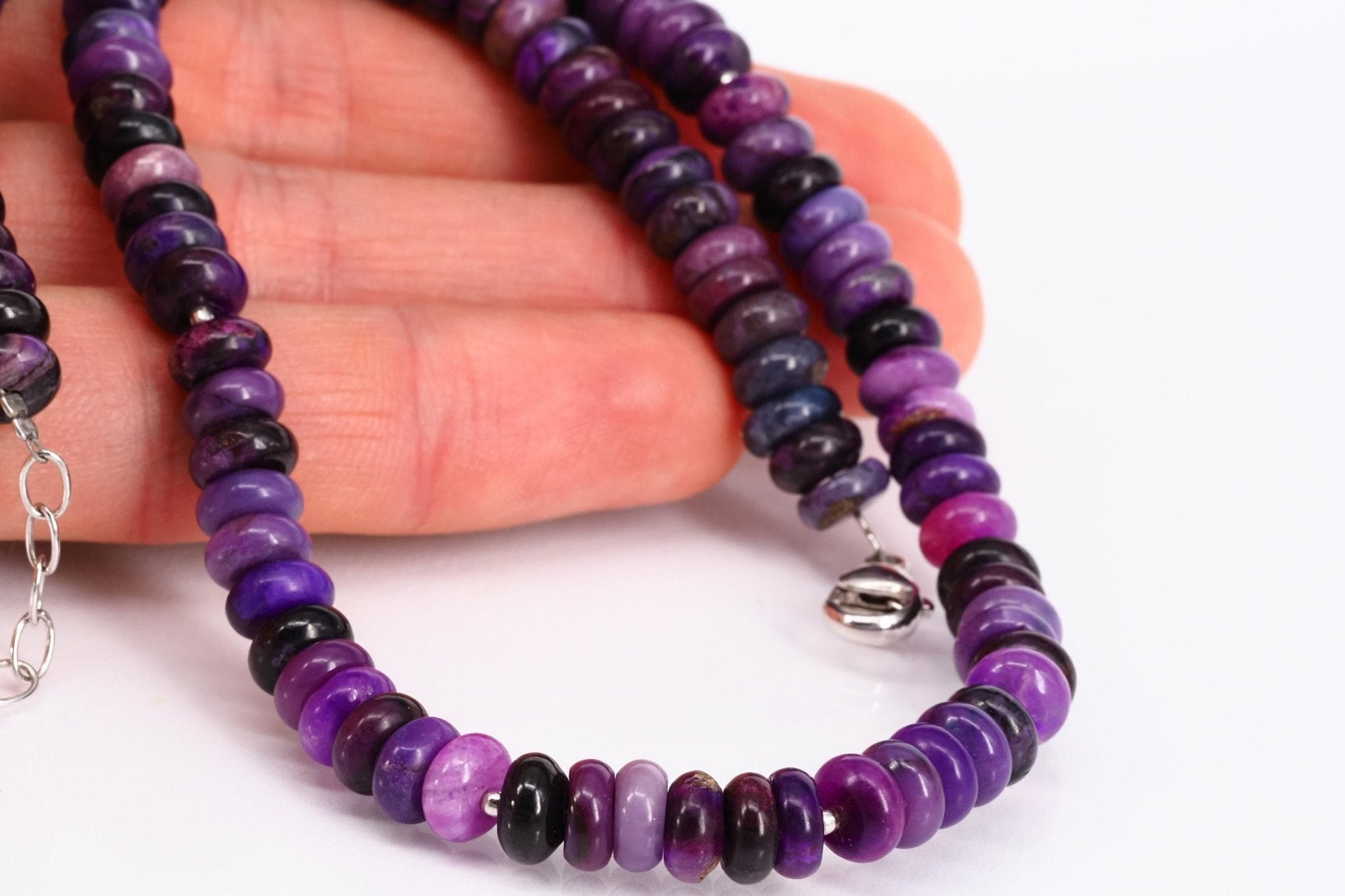 Sugilith Kette 8mm lila Edelstein Rondelle unbehandelt