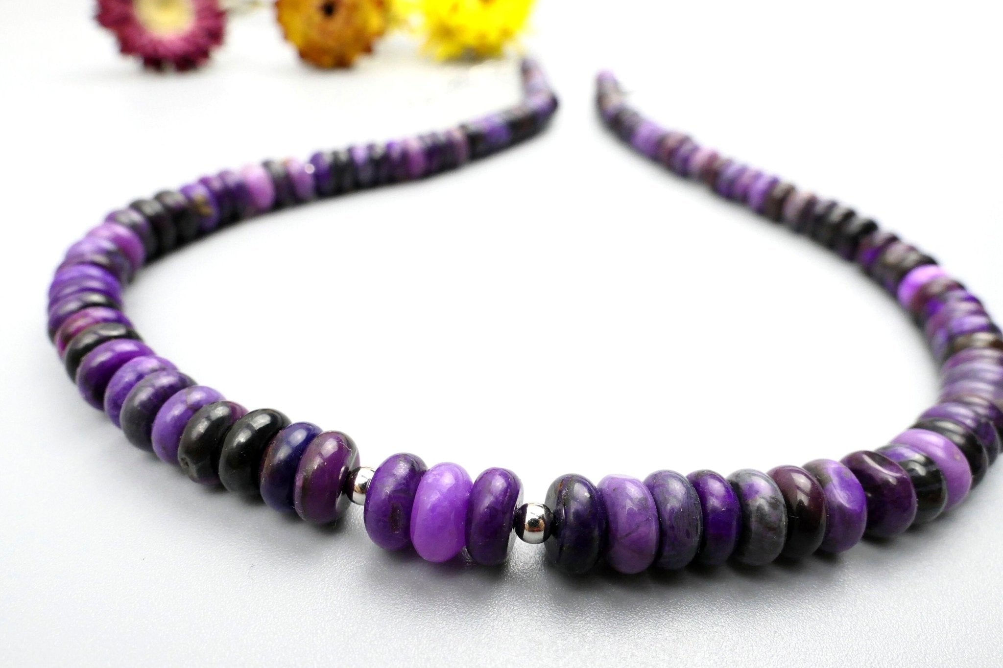 Sugilith Kette mit Silber Verschluss Lila Edelstein Collier