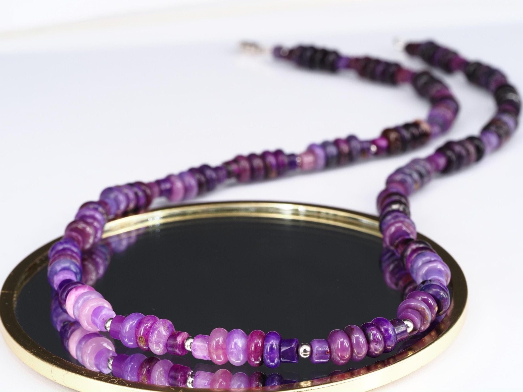 Sugilith Kette – seltene violette Edelsteinkette aus echtem Natur - Sugilith
