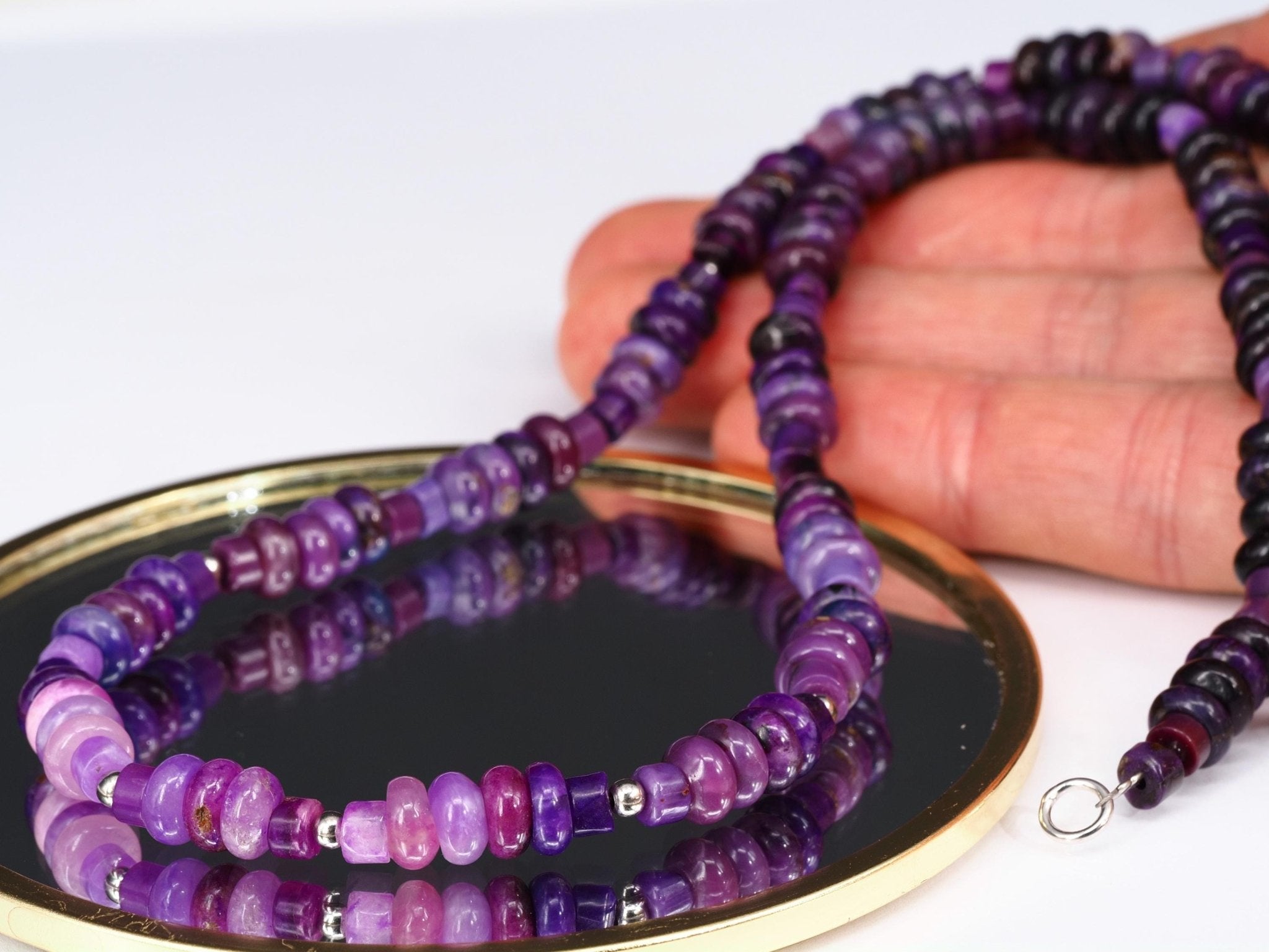 Sugilith Kette – seltene violette Edelsteinkette aus echtem Natur - Sugilith