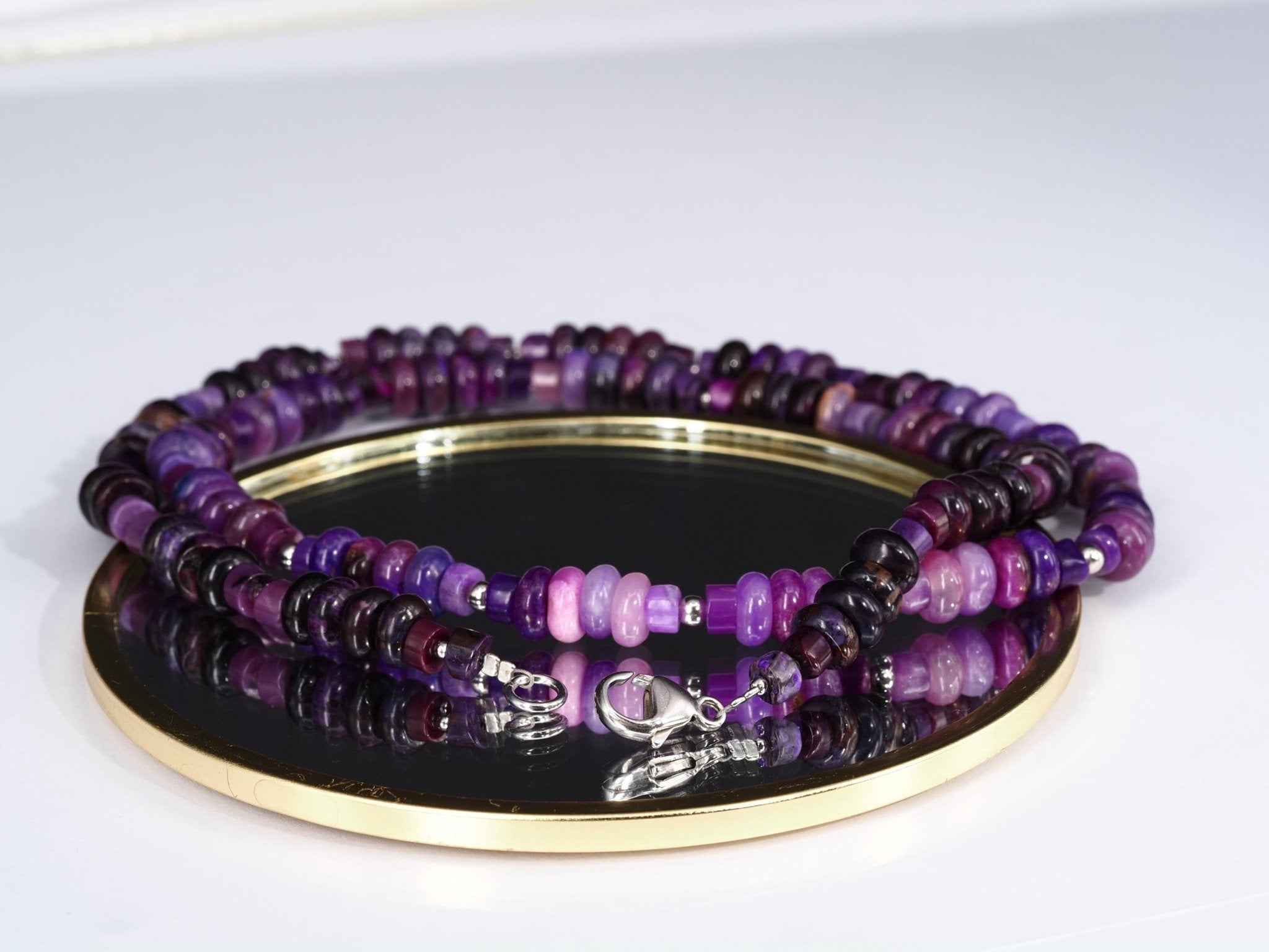 Sugilith Kette – seltene violette Edelsteinkette aus echtem Natur - Sugilith