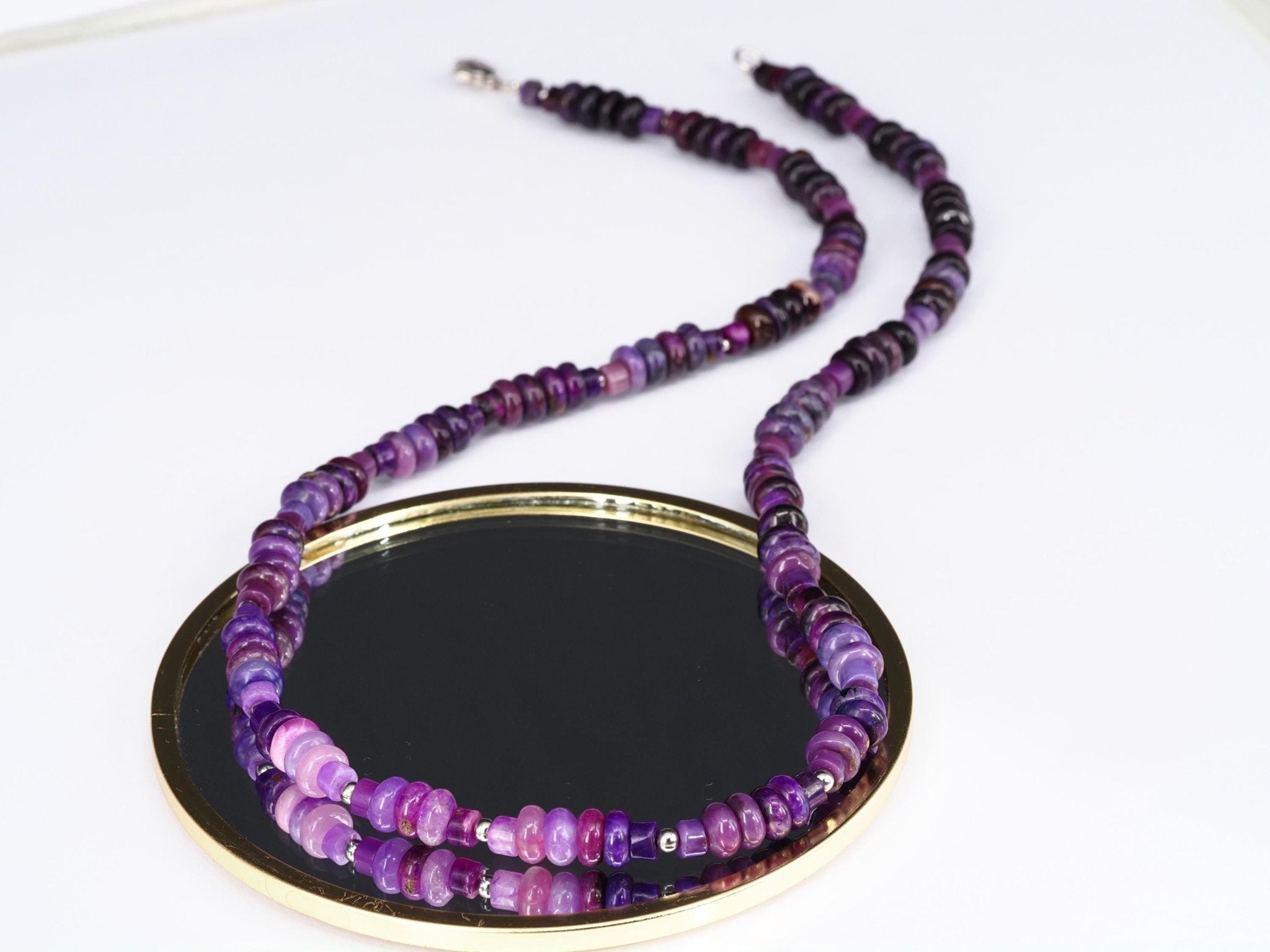 Sugilith Kette – seltene violette Edelsteinkette aus echtem Natur - Sugilith