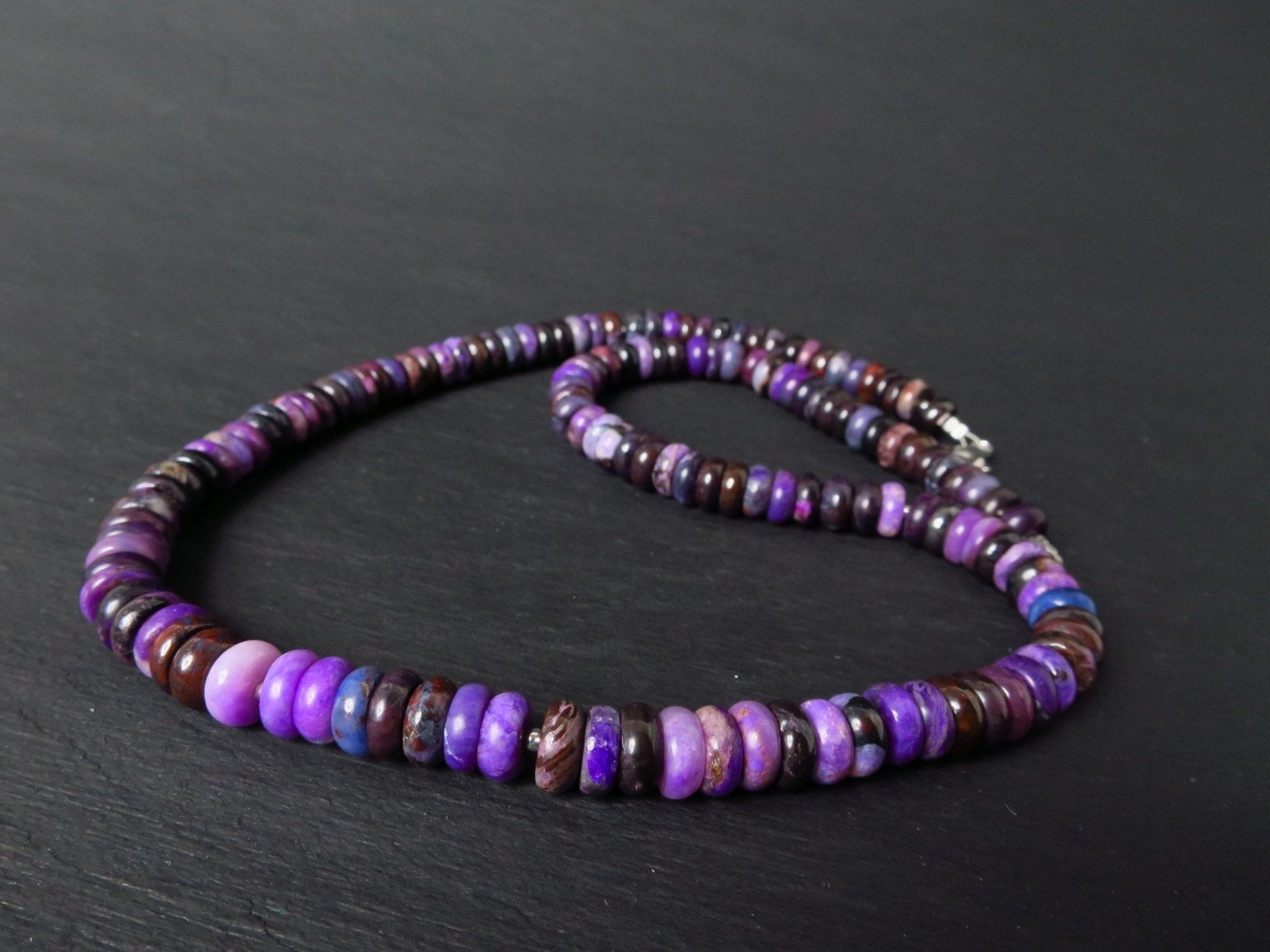 Sugilith Kette Silber 46cm echte Edelsteinkette