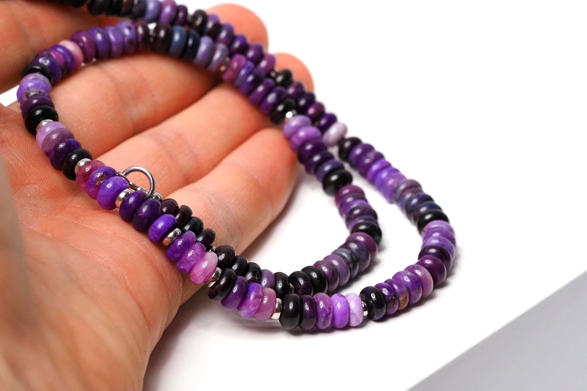 Sugilith Kette Silber 48,5cm AAA Edelsteinkette