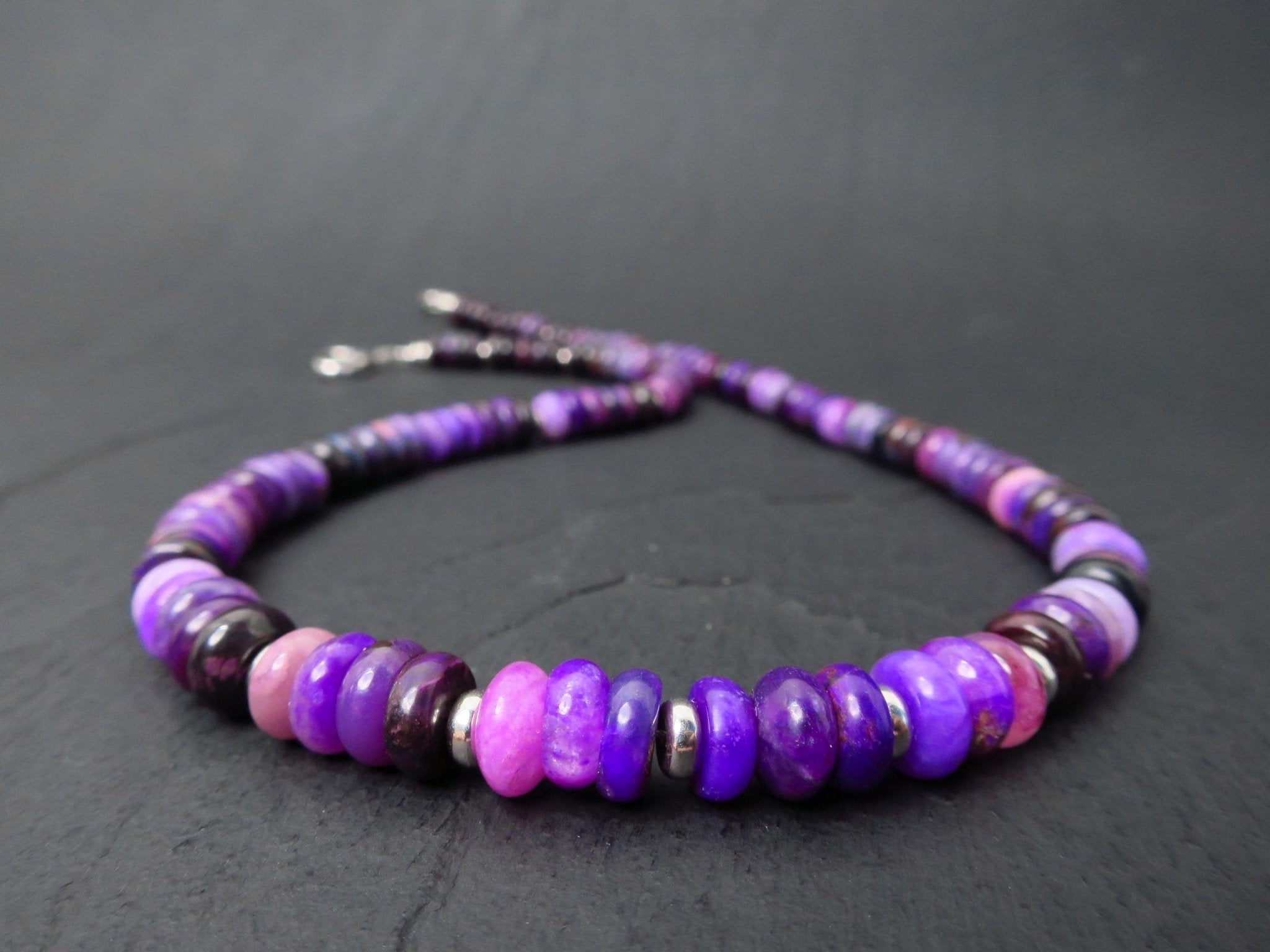 Sugilith Kette Silber 48,5cm AAA Edelsteinkette