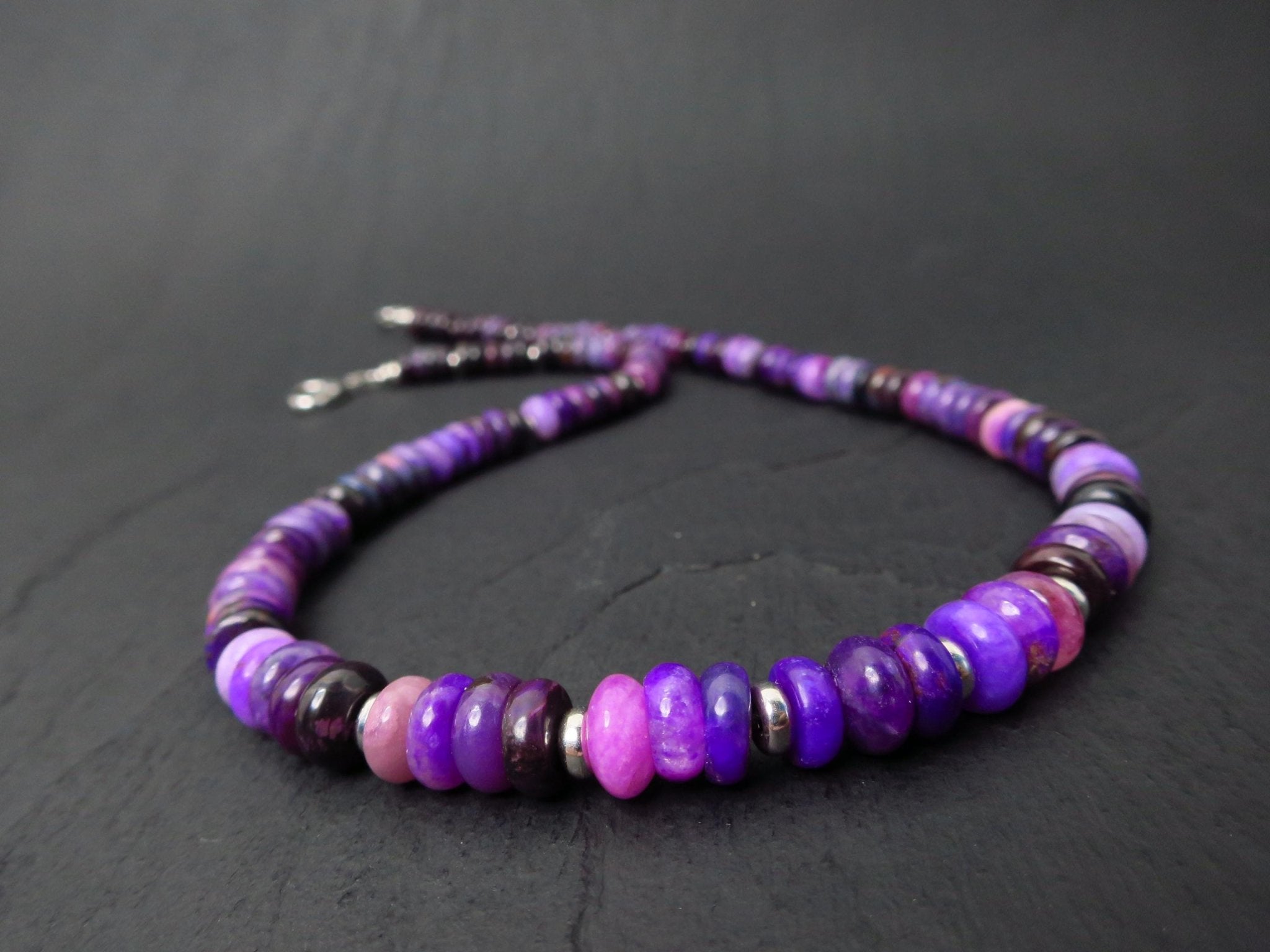 Sugilith Kette Silber 48,5cm AAA Edelsteinkette