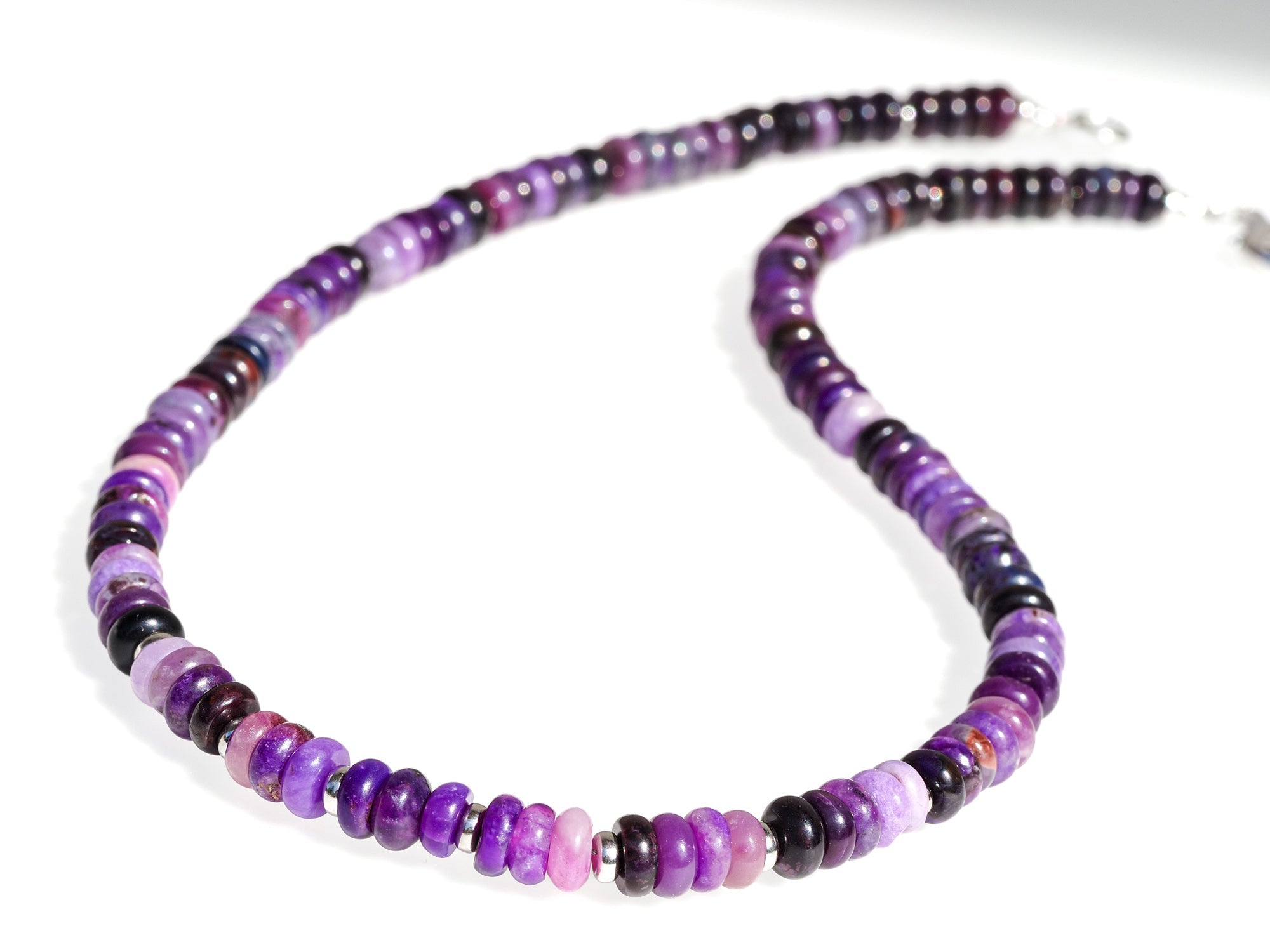 Sugilith Kette Silber 48,5cm AAA Edelsteinkette