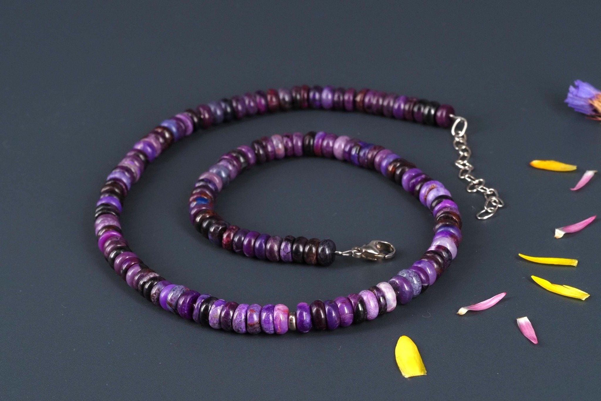 Sugilith Kette Silber lila 43,5cm echte Edelsteinkette