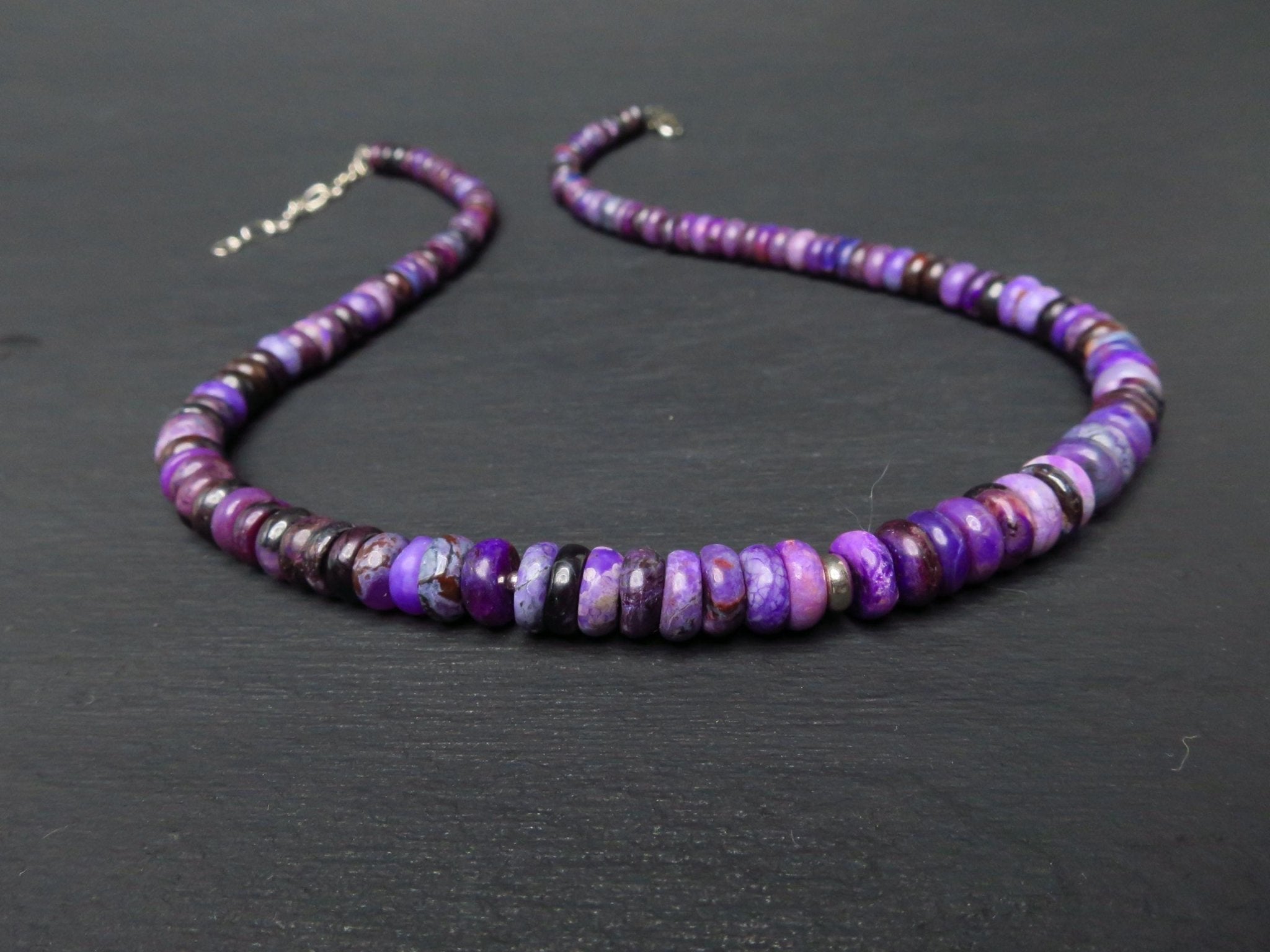Sugilith Kette Silber lila 43,5cm echte Edelsteinkette
