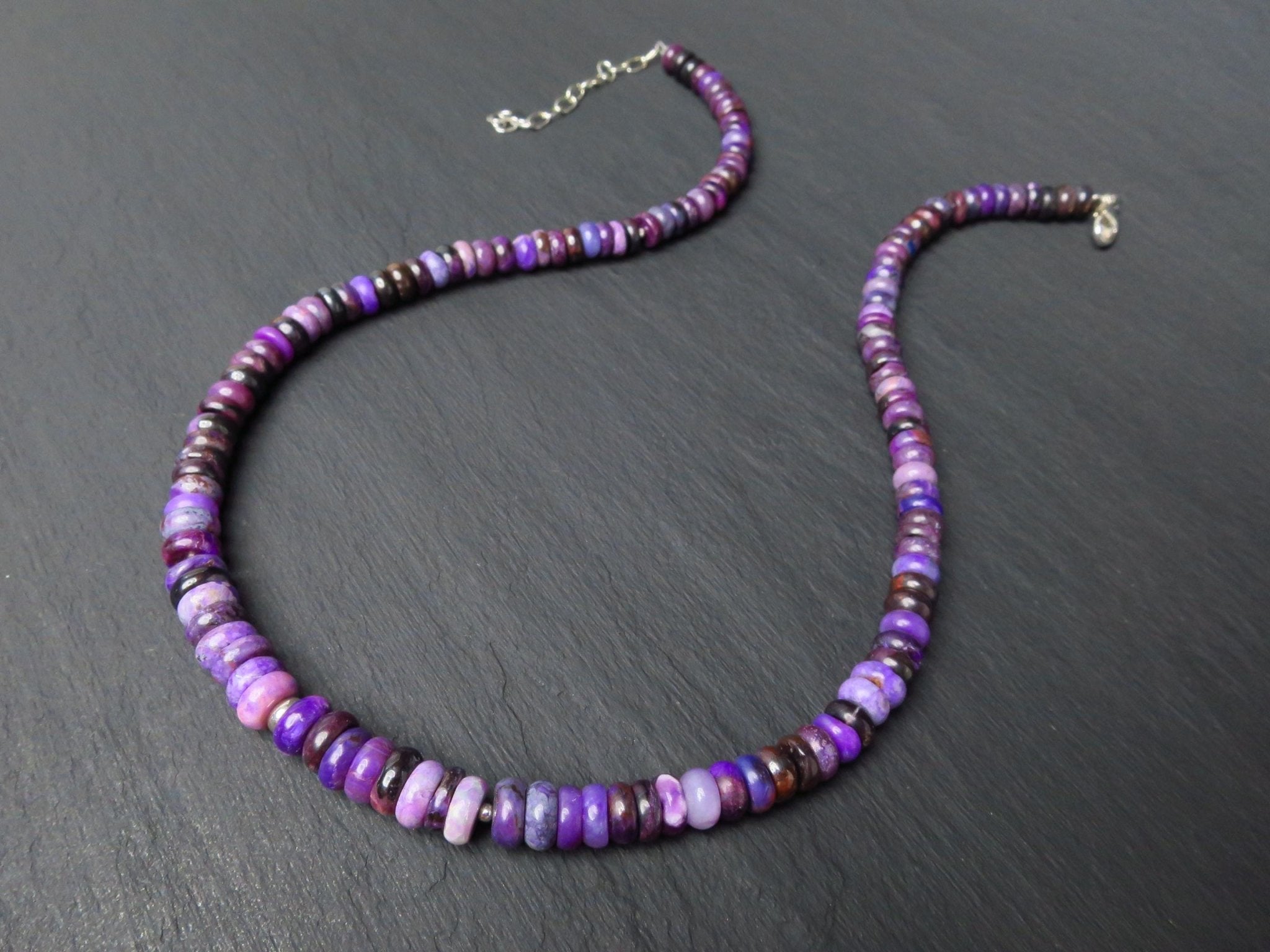 Sugilith Kette Silber lila 43,5cm echte Edelsteinkette