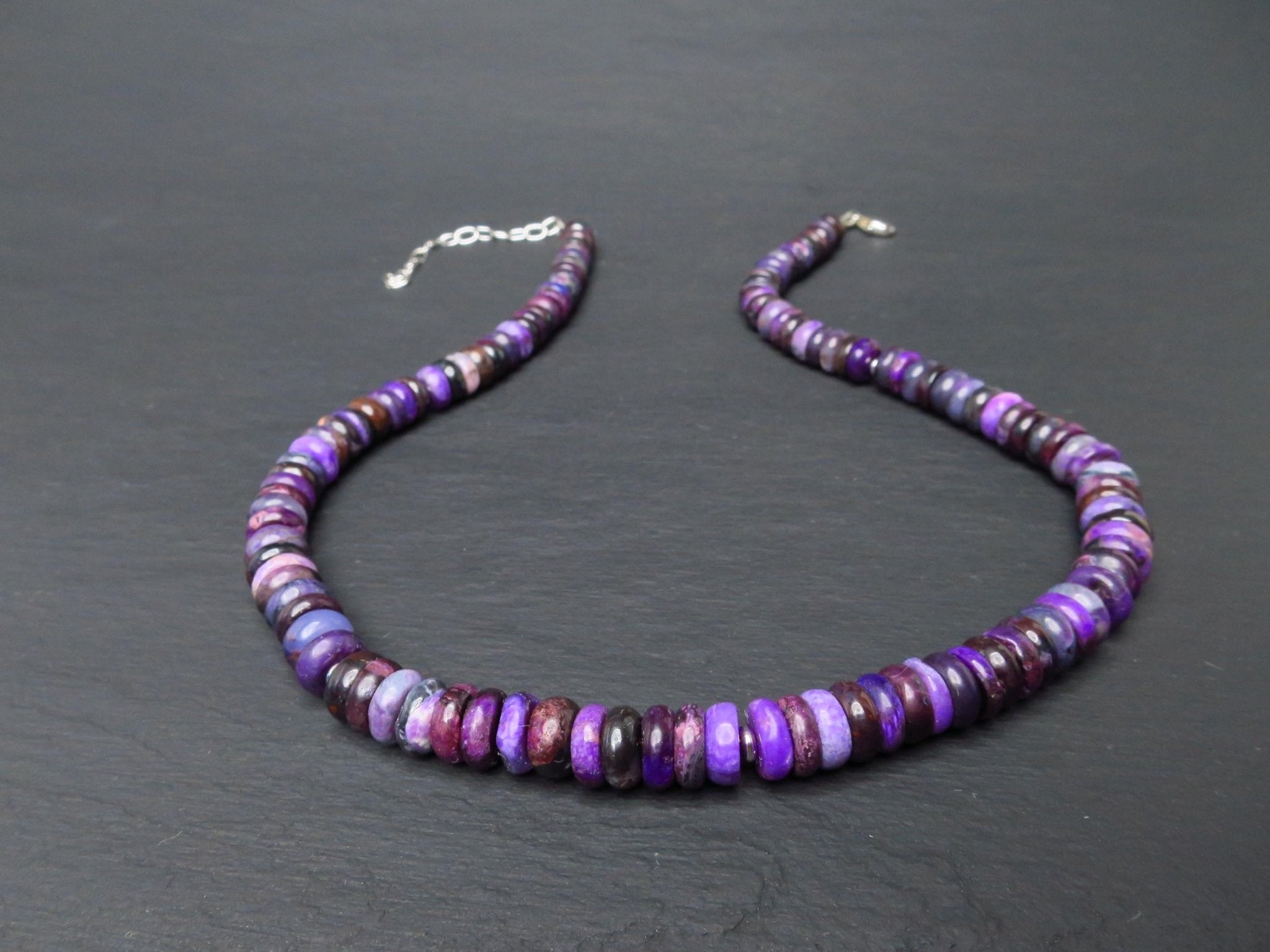Sugilith Kette Silber lila 43cm echte Edelsteinkette