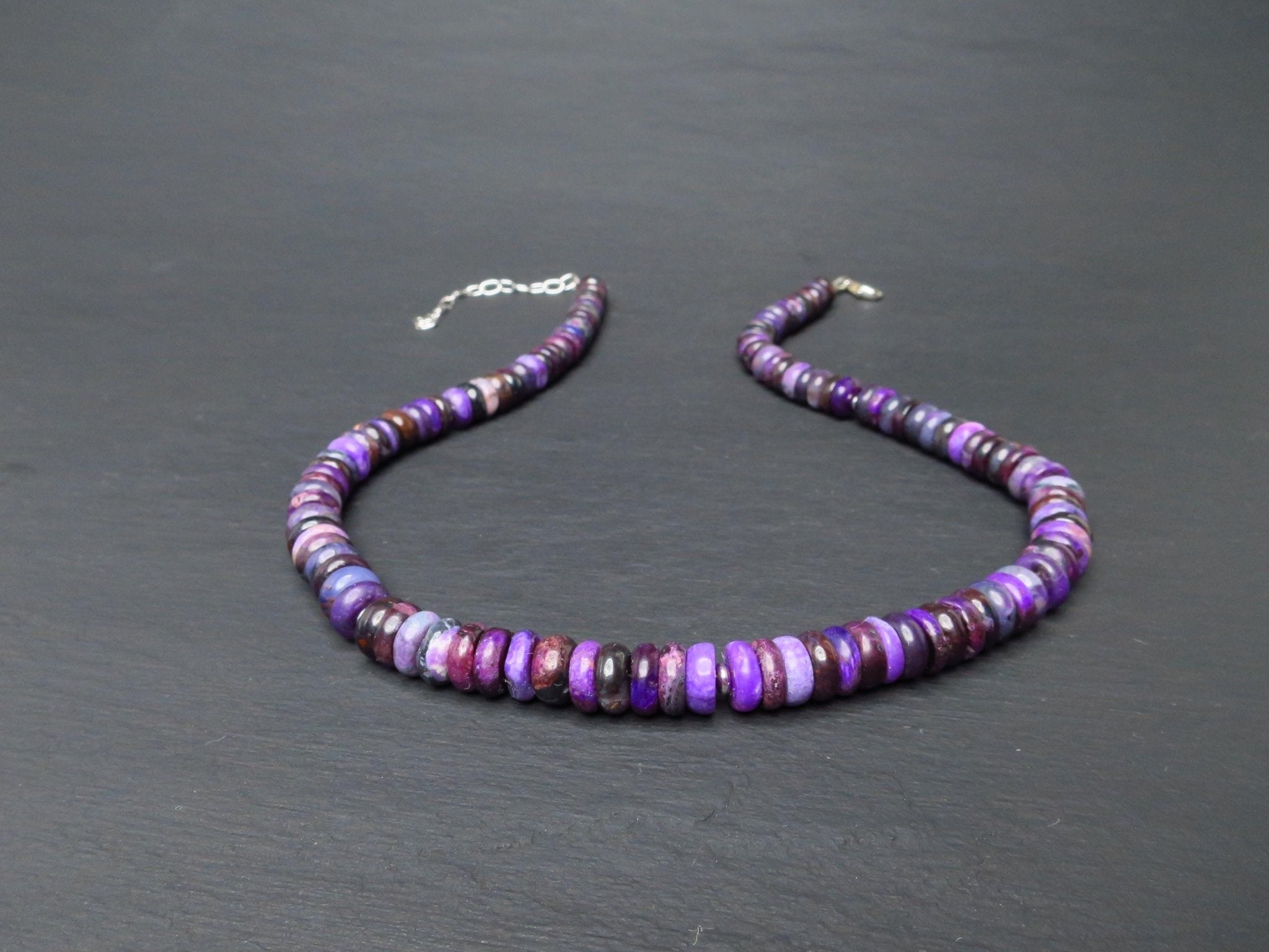 Sugilith Kette Silber lila 43cm echte Edelsteinkette
