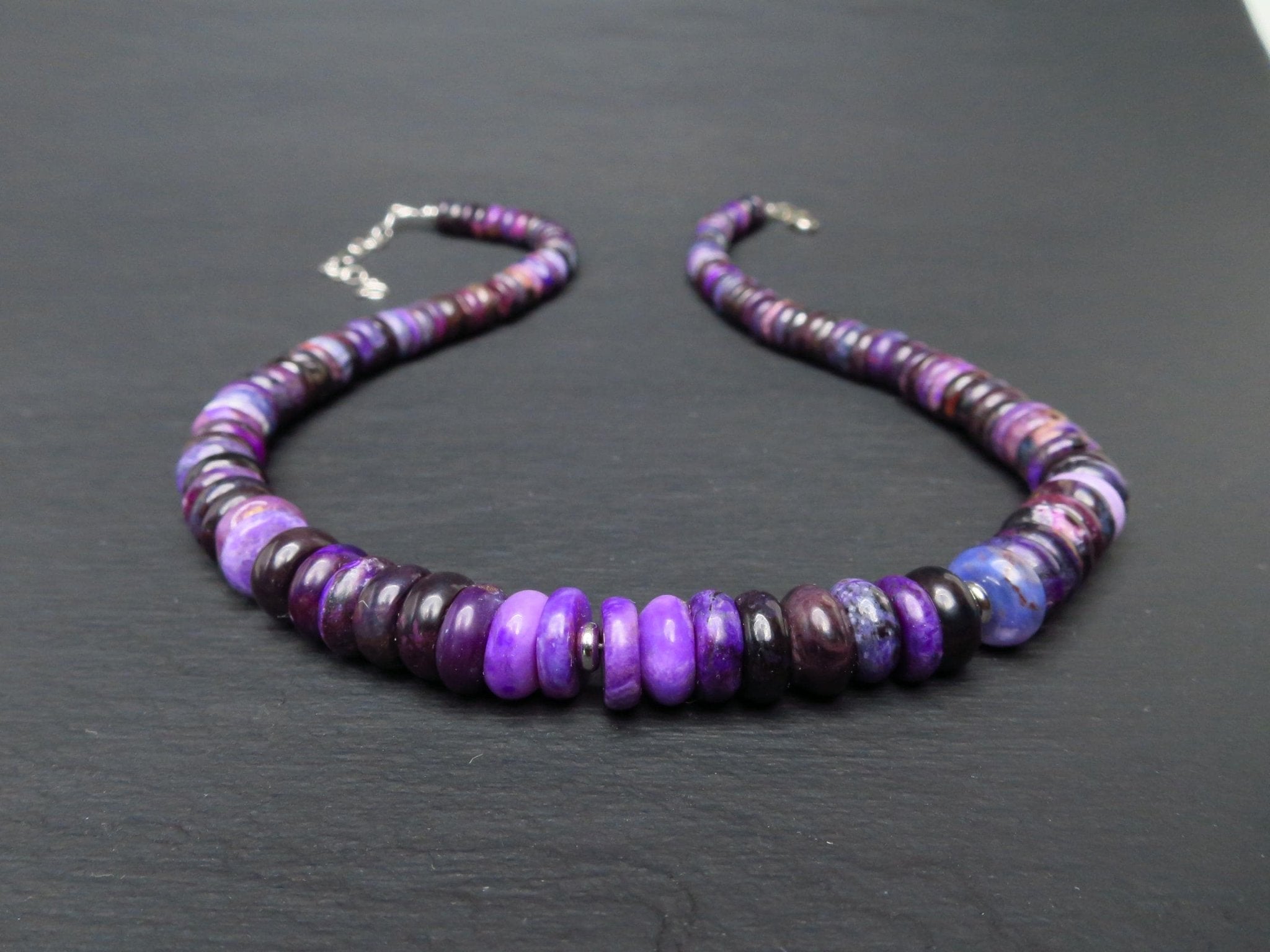 Sugilith Kette Silber lila 45,5cm echte Edelsteinkette