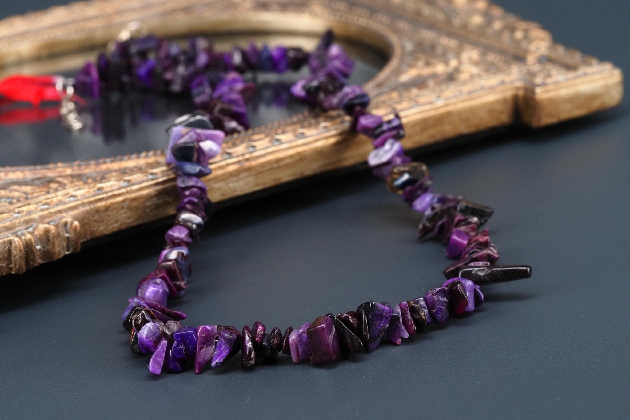 Sugilith Kette Silber Splitter 45 - 48cm echt und unbehandelt