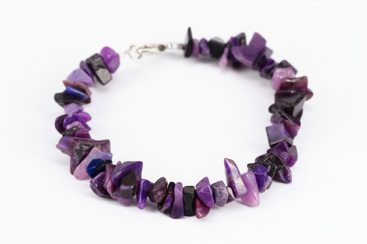 Sugilith Splitter Armband – seltener Natur - Edelstein in tiefem Violett