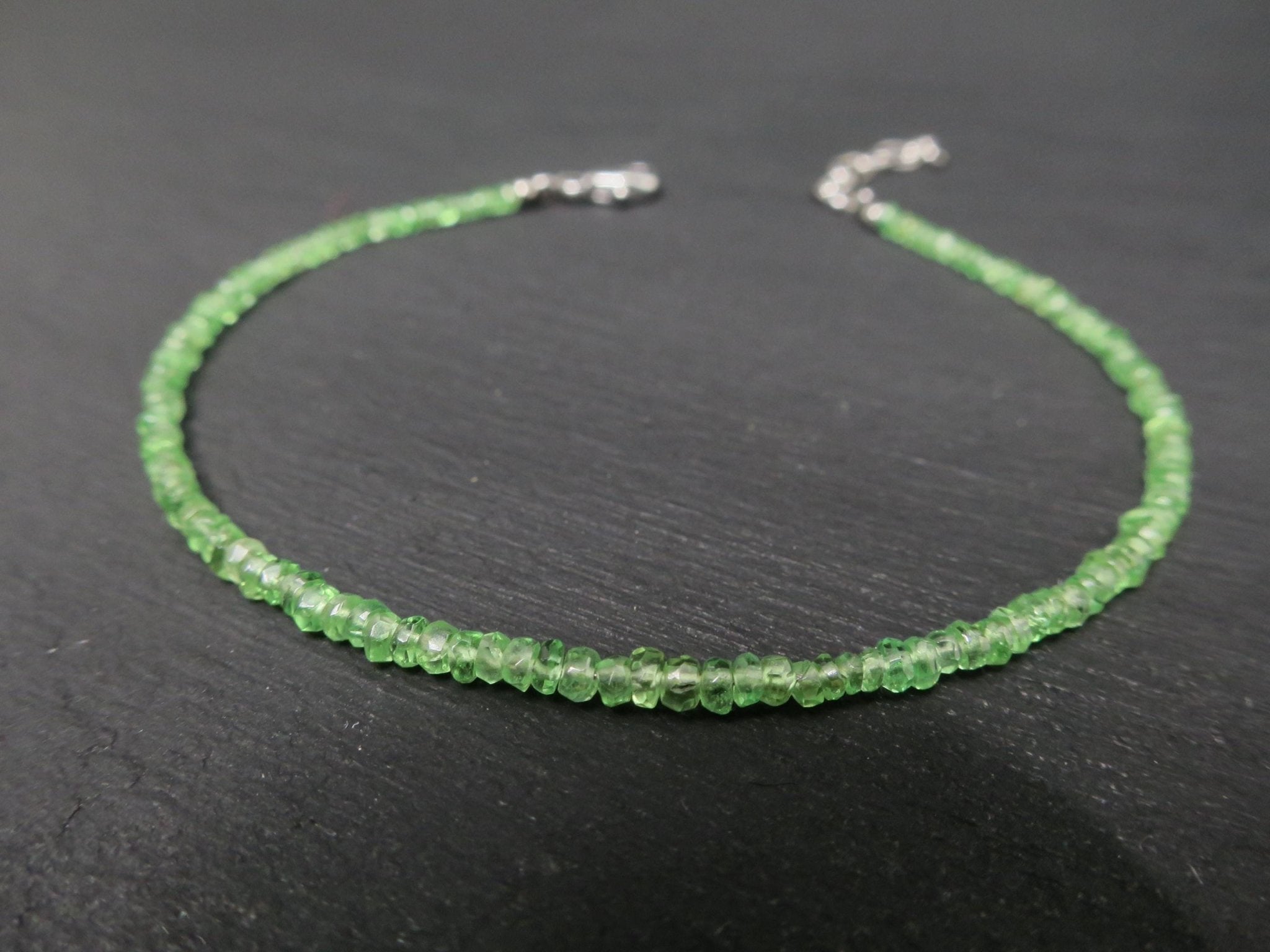 Tsavorit Armband facettiert 17 - 19.5 cm mit 925 Silber