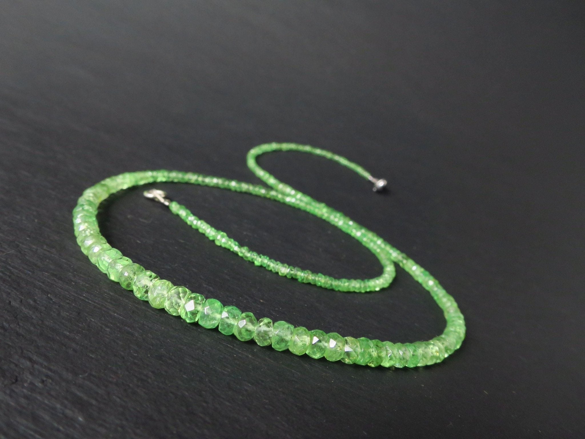 Tsavorit Kette Granat grün 42cm Sterling Silber Rhodium