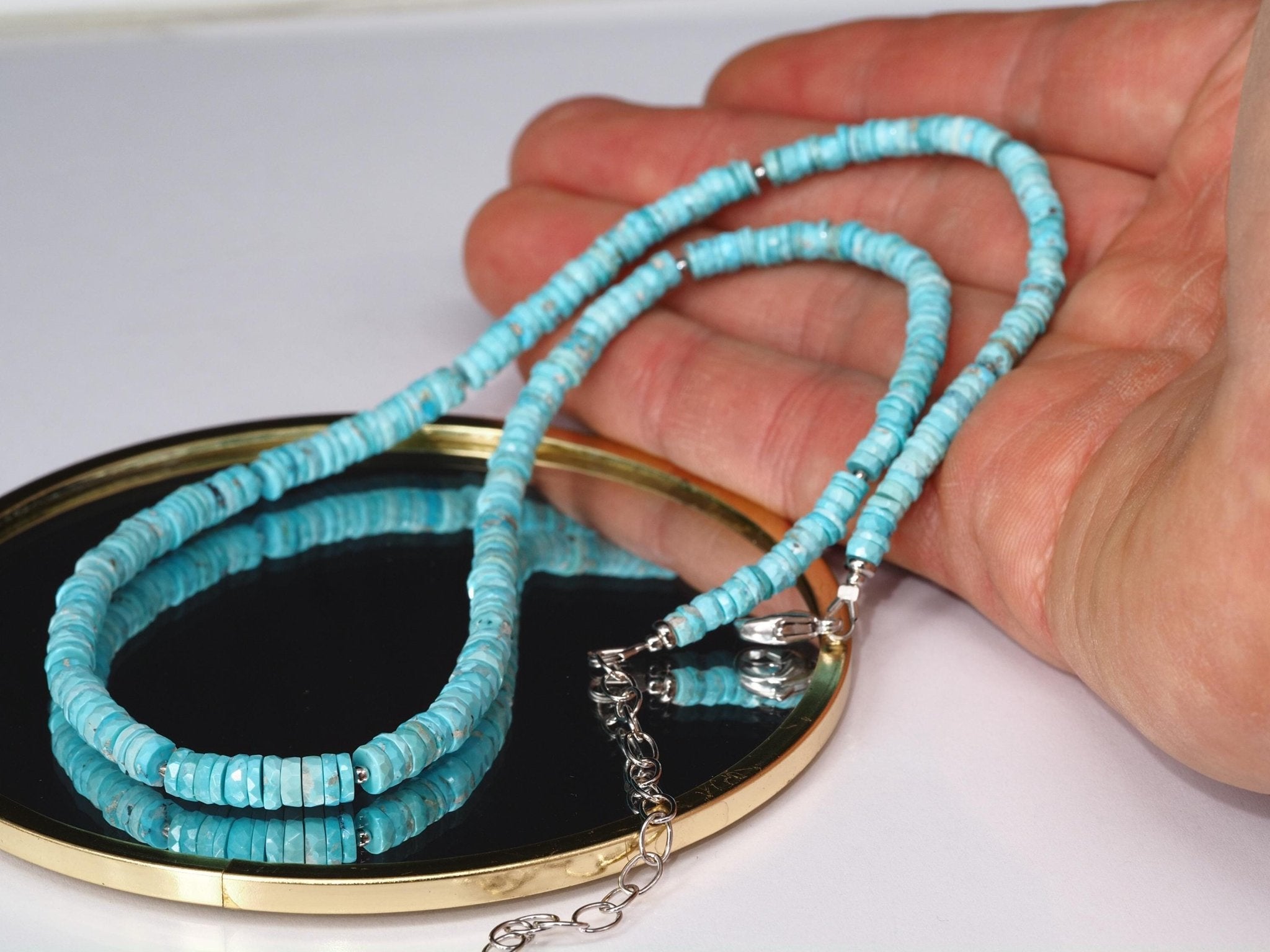 Türkis Kette Arizona Türkis Edelstein Kette Sterlingsilber Boho Kette Frauen