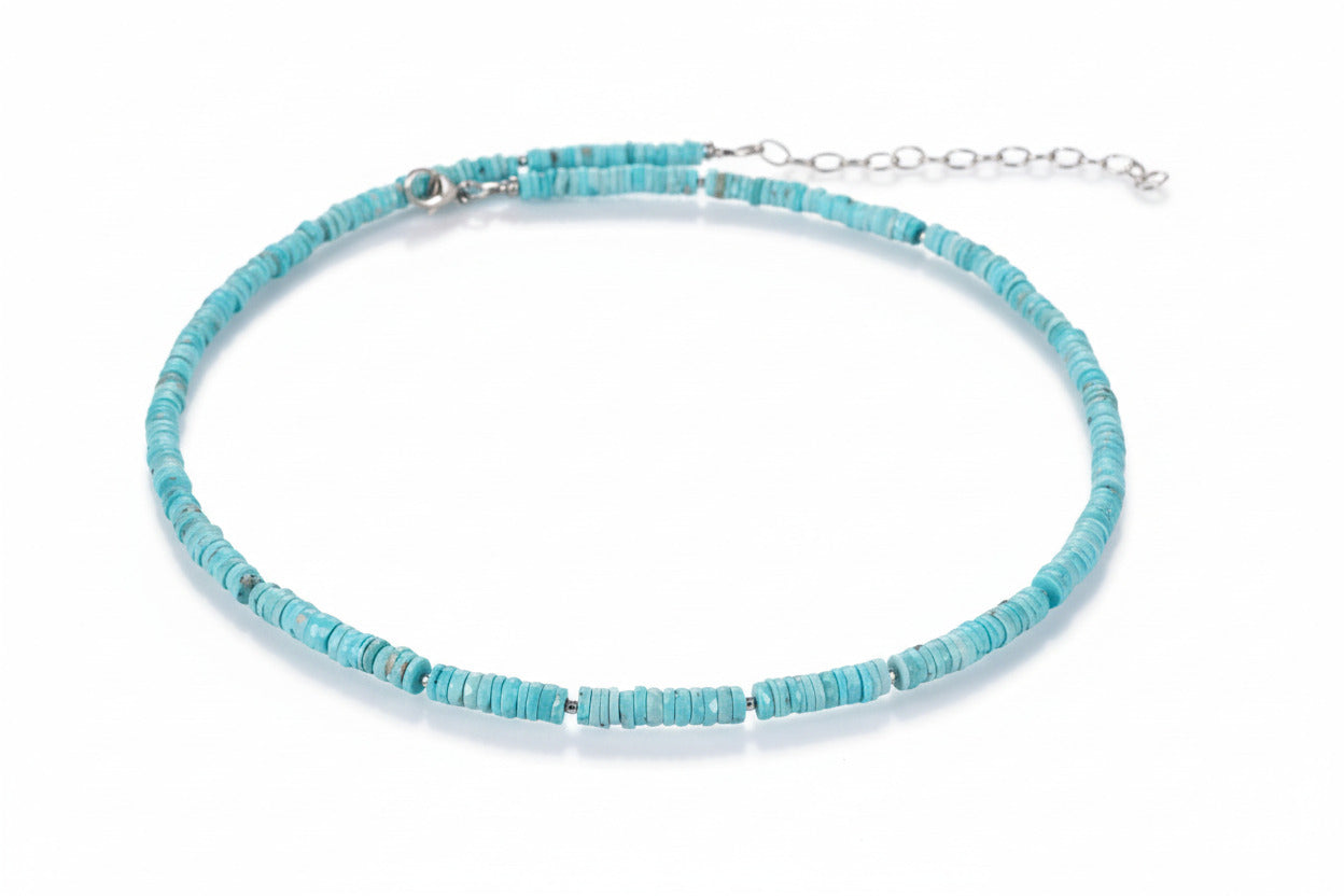 Türkis Kette Arizona Türkis Edelstein Kette Sterlingsilber Boho Kette Frauen