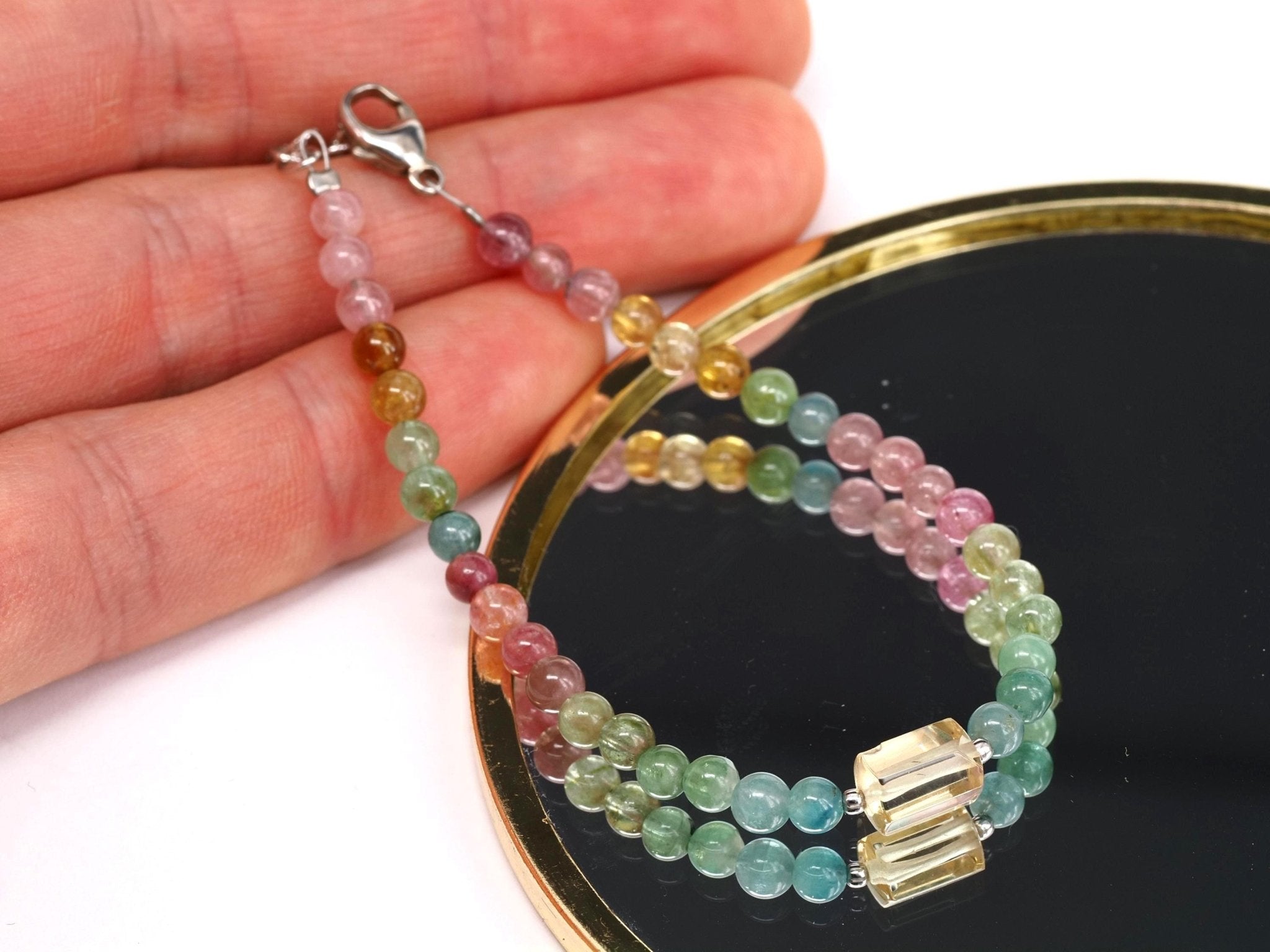 Turmalin Armband multicolor Heliodor Sterling Silber