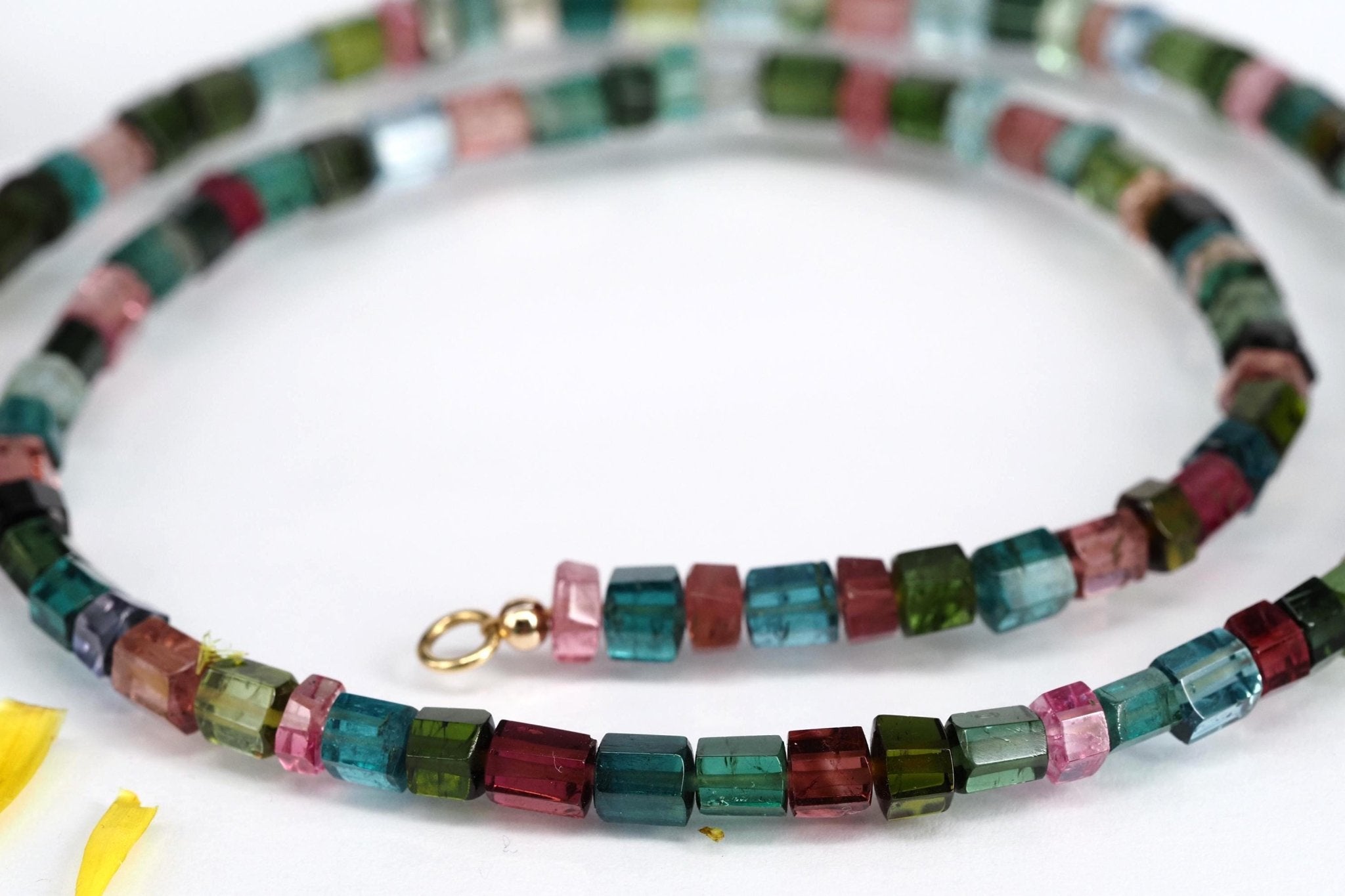 Turmalin Halskette blau rosa Edelstein Collier 9ct Gold