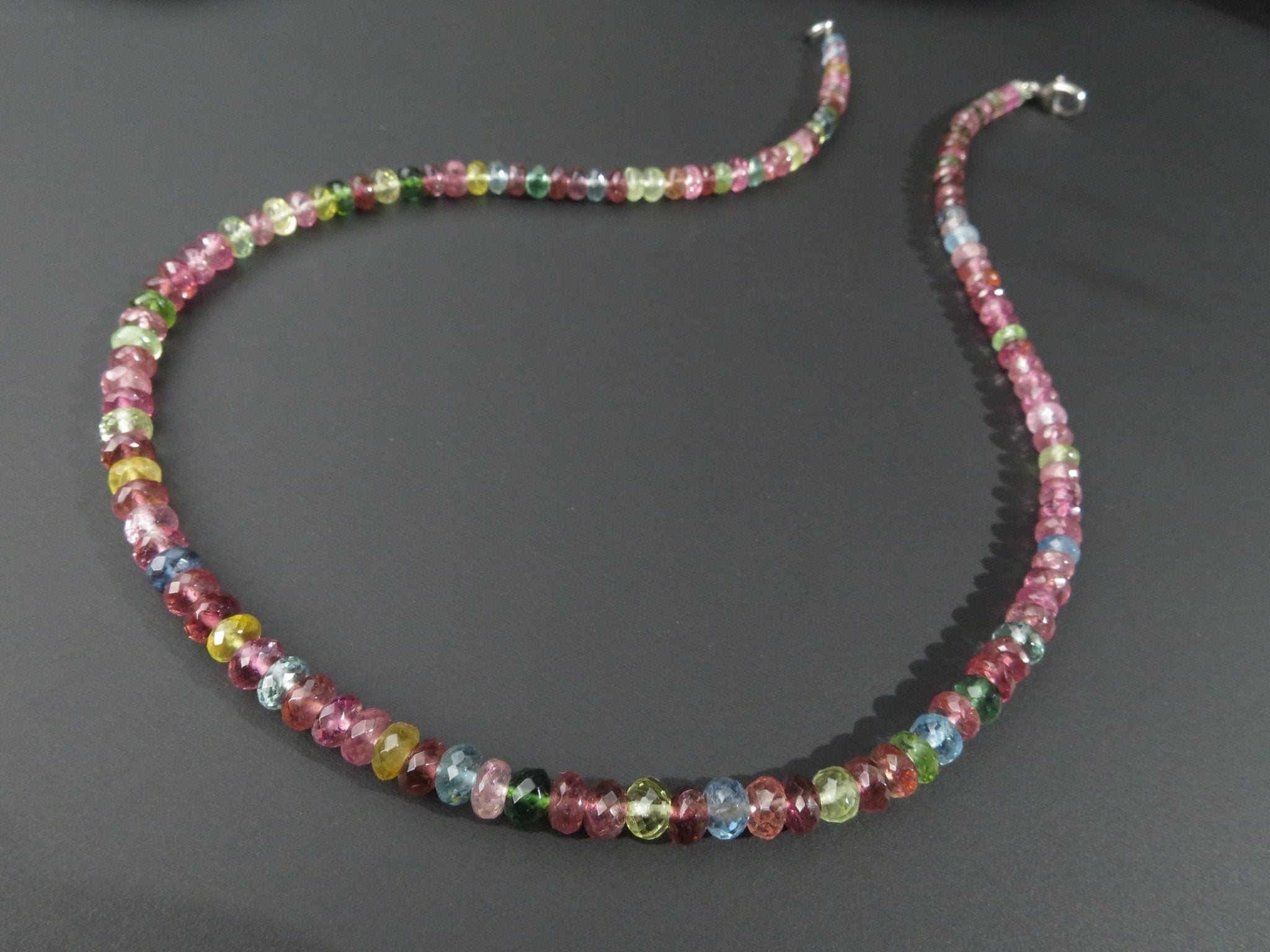 Turmalin Halskette blau rosa Edelstein Collier Multicolor