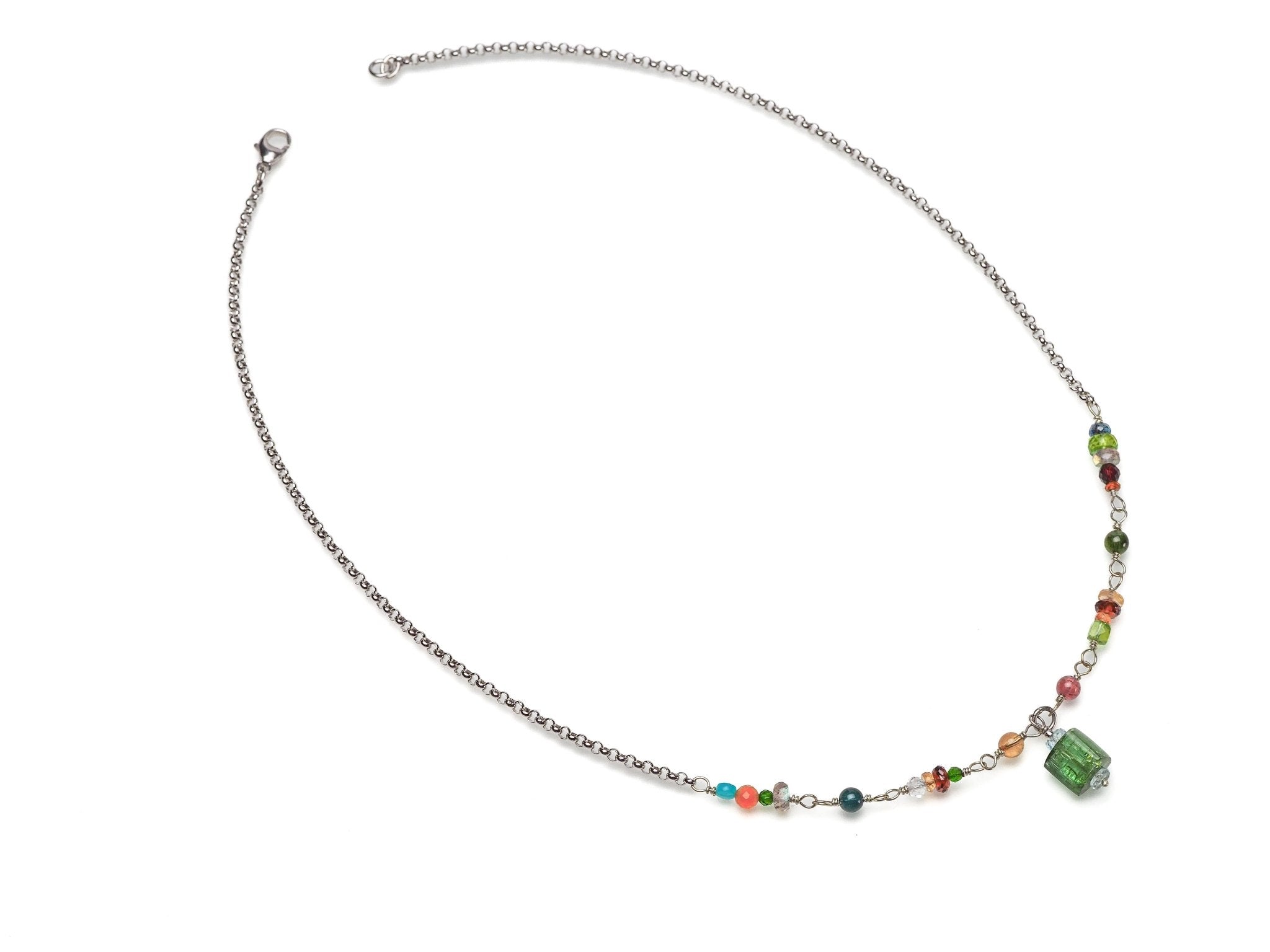 Turmalin Kette 925er Silber Rosary Halskette
