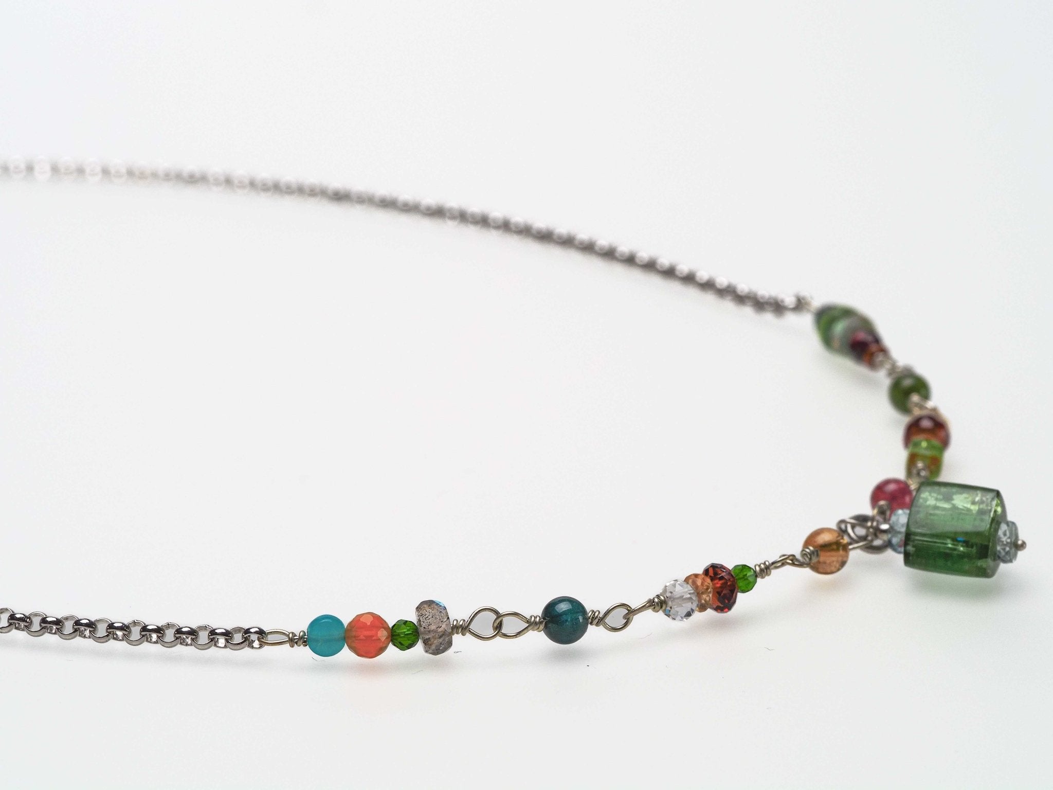 Turmalin Kette 925er Silber Rosary Halskette