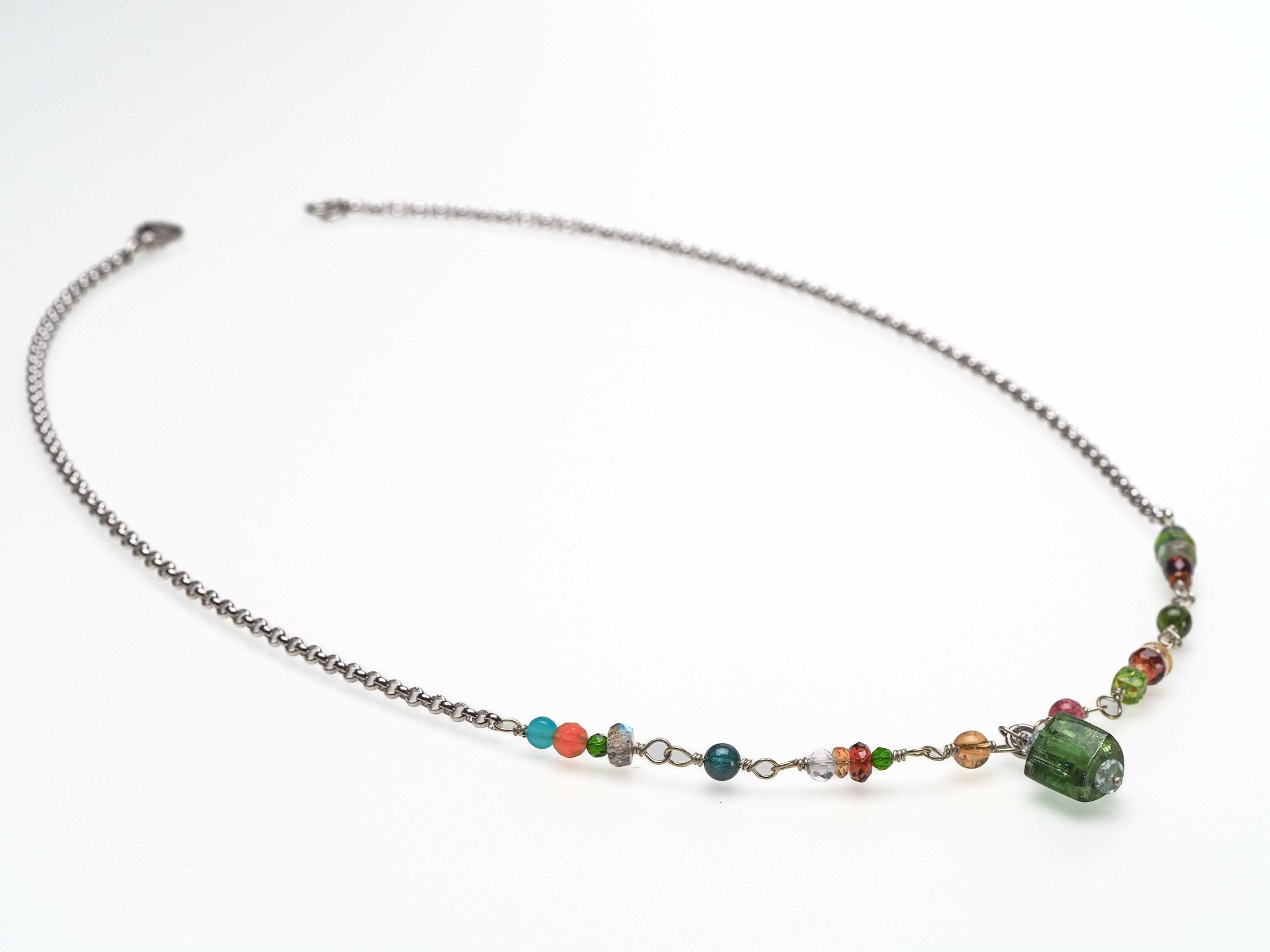 Turmalin Kette 925er Silber Rosary Halskette