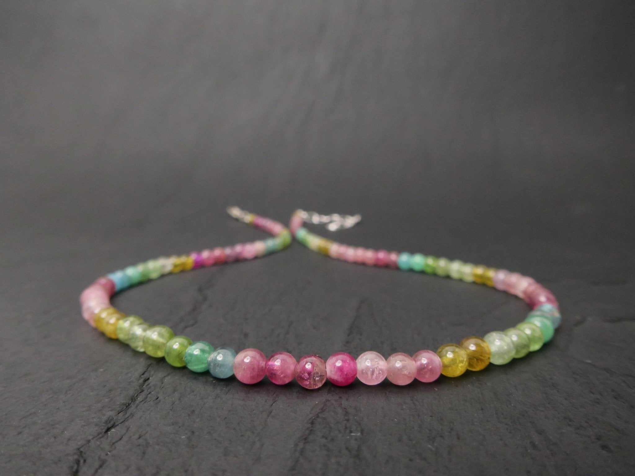 Turmalin Kette bunt 41,5cm plus 5cm Sterling Silber
