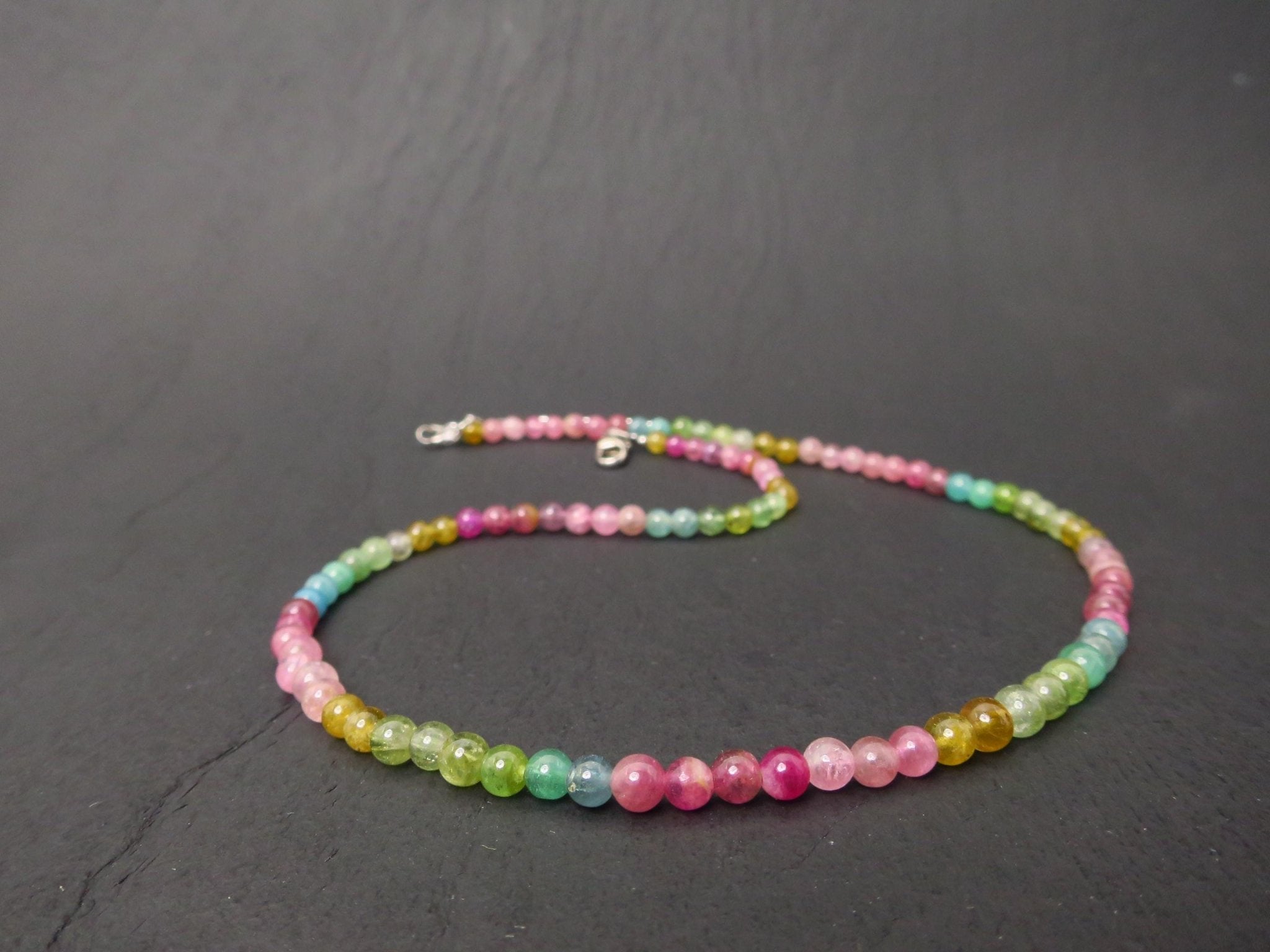 Turmalin Kette bunt 41,5cm plus 5cm Sterling Silber