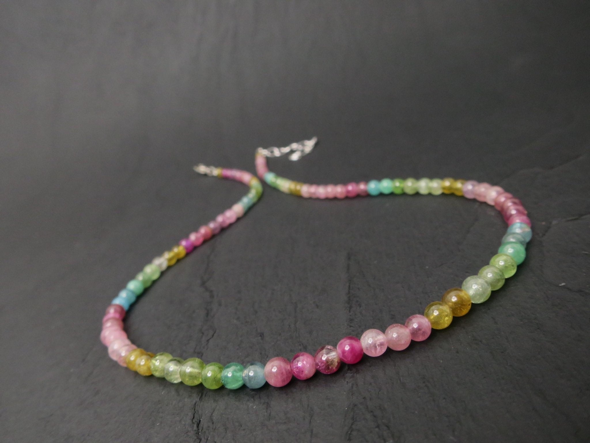 Turmalin Kette bunt 41,5cm plus 5cm Sterling Silber